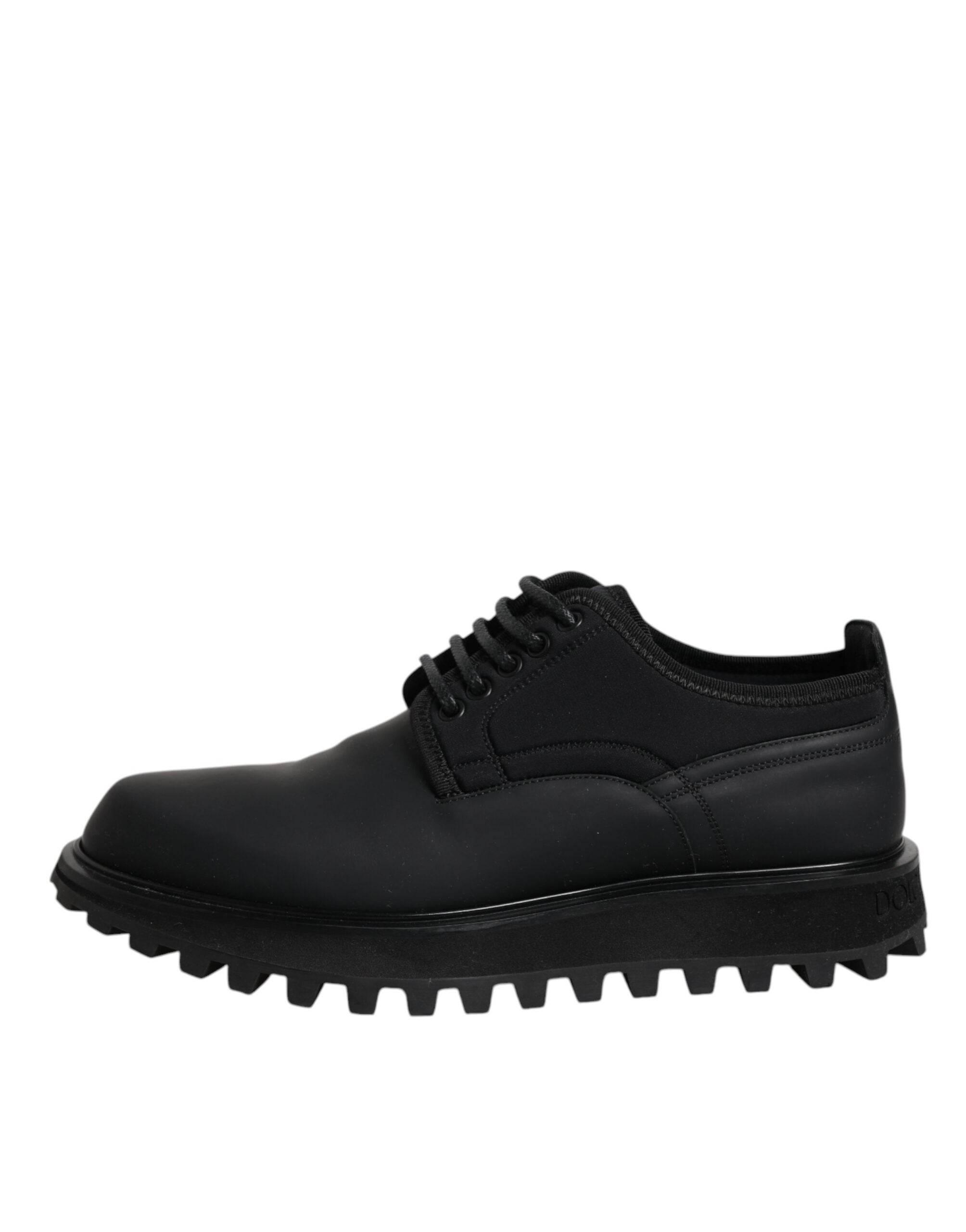 Dolce & Gabbana Black Leather Lace Up Trekking Dress Shoes - Hilstor
