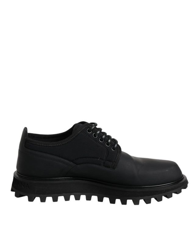 Dolce & Gabbana Black Leather Lace Up Trekking Dress Shoes - Hilstor