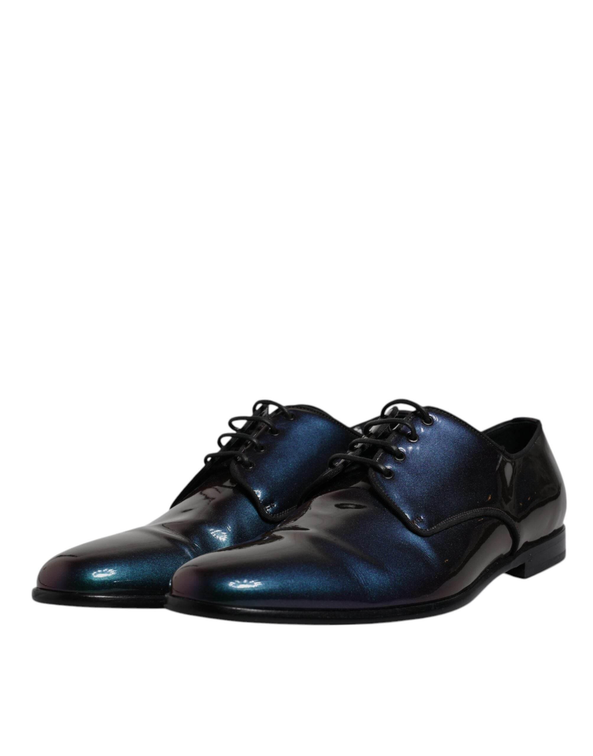 Dolce & Gabbana Multicolor Peacock Patent Leather Derby Men Dress Shoes - Hilstor