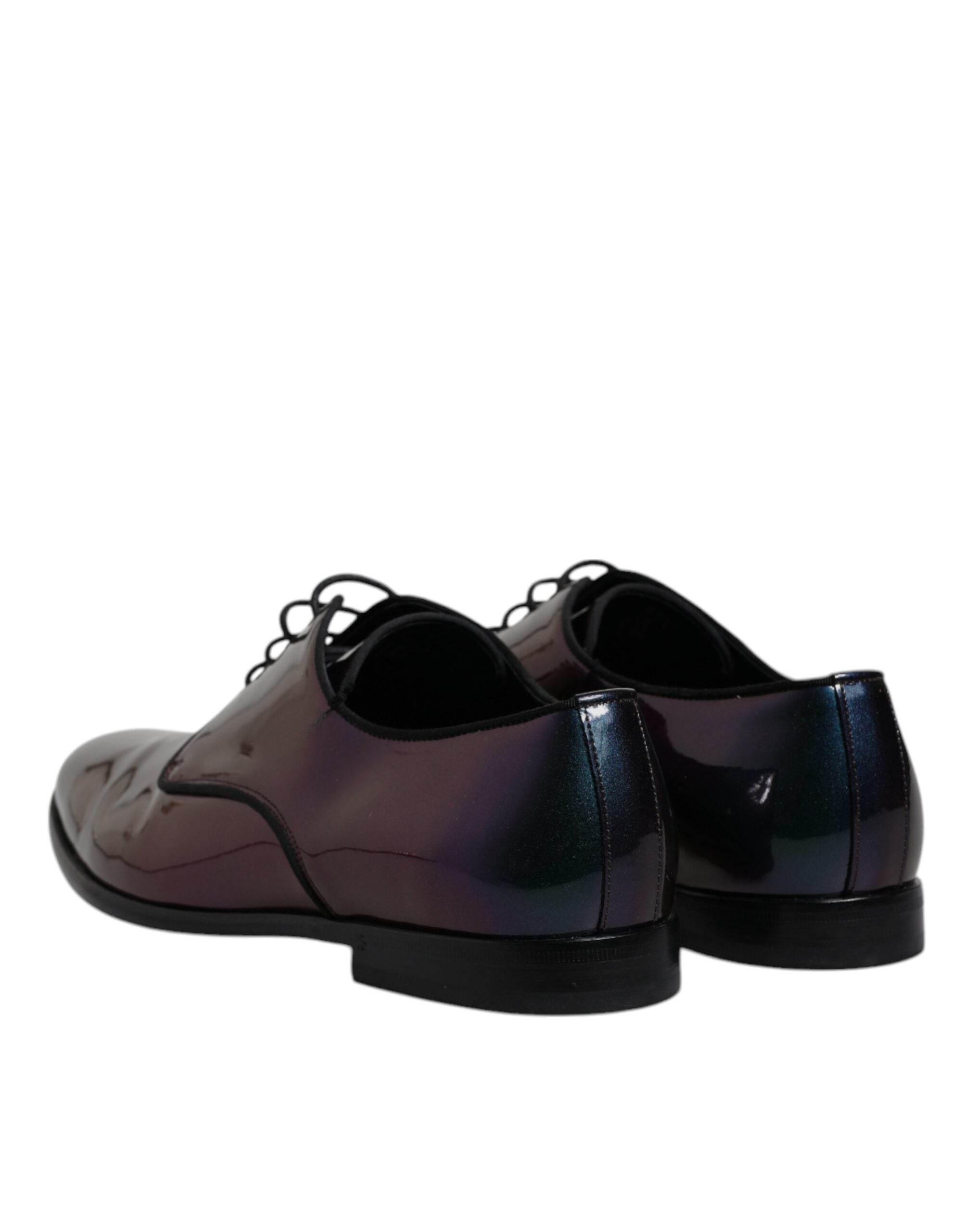 Dolce & Gabbana Multicolor Peacock Patent Leather Derby Men Dress Shoes - Hilstor