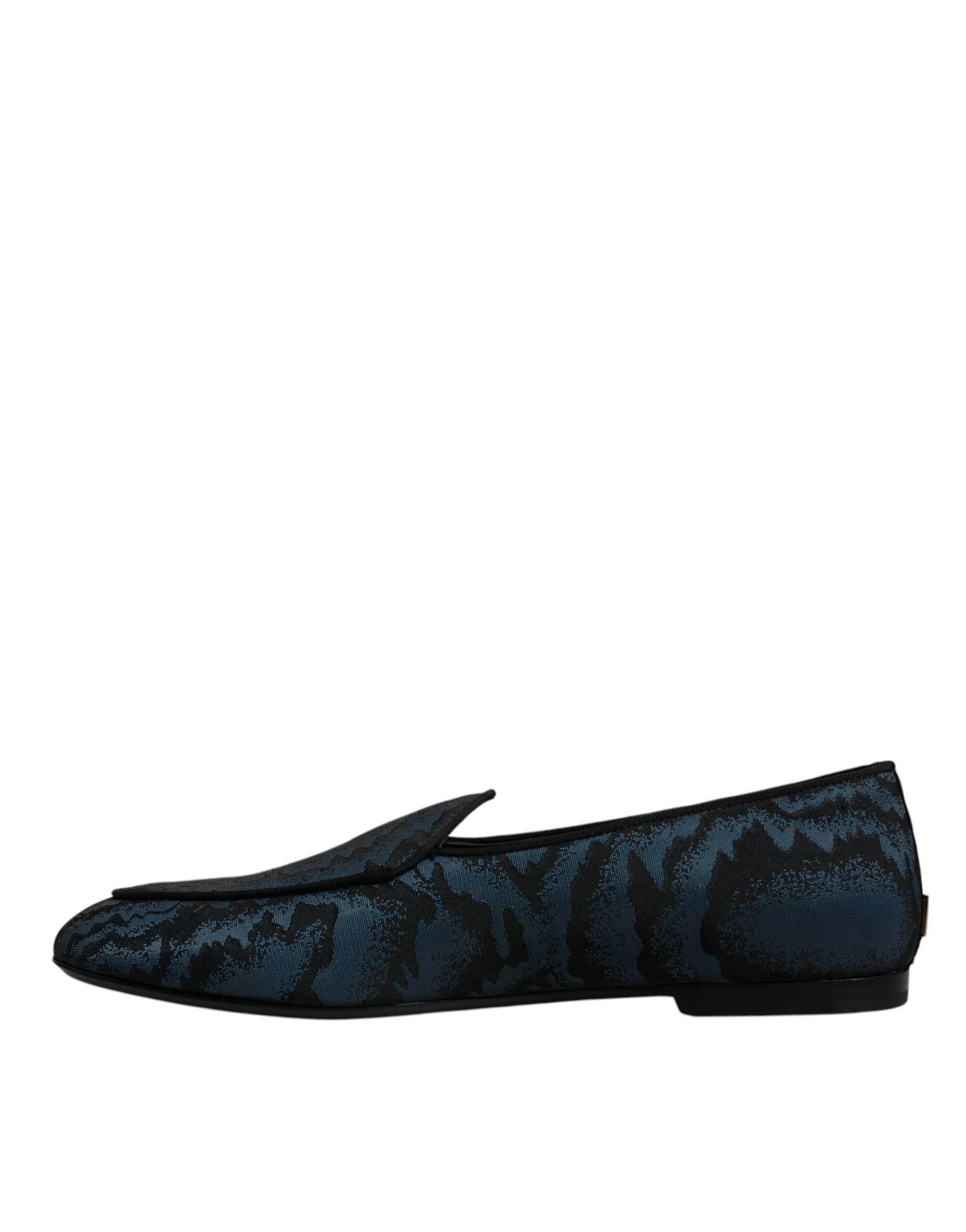Dolce & Gabbana Blue Black Flats Men Loafers Dress Shoes - Hilstor