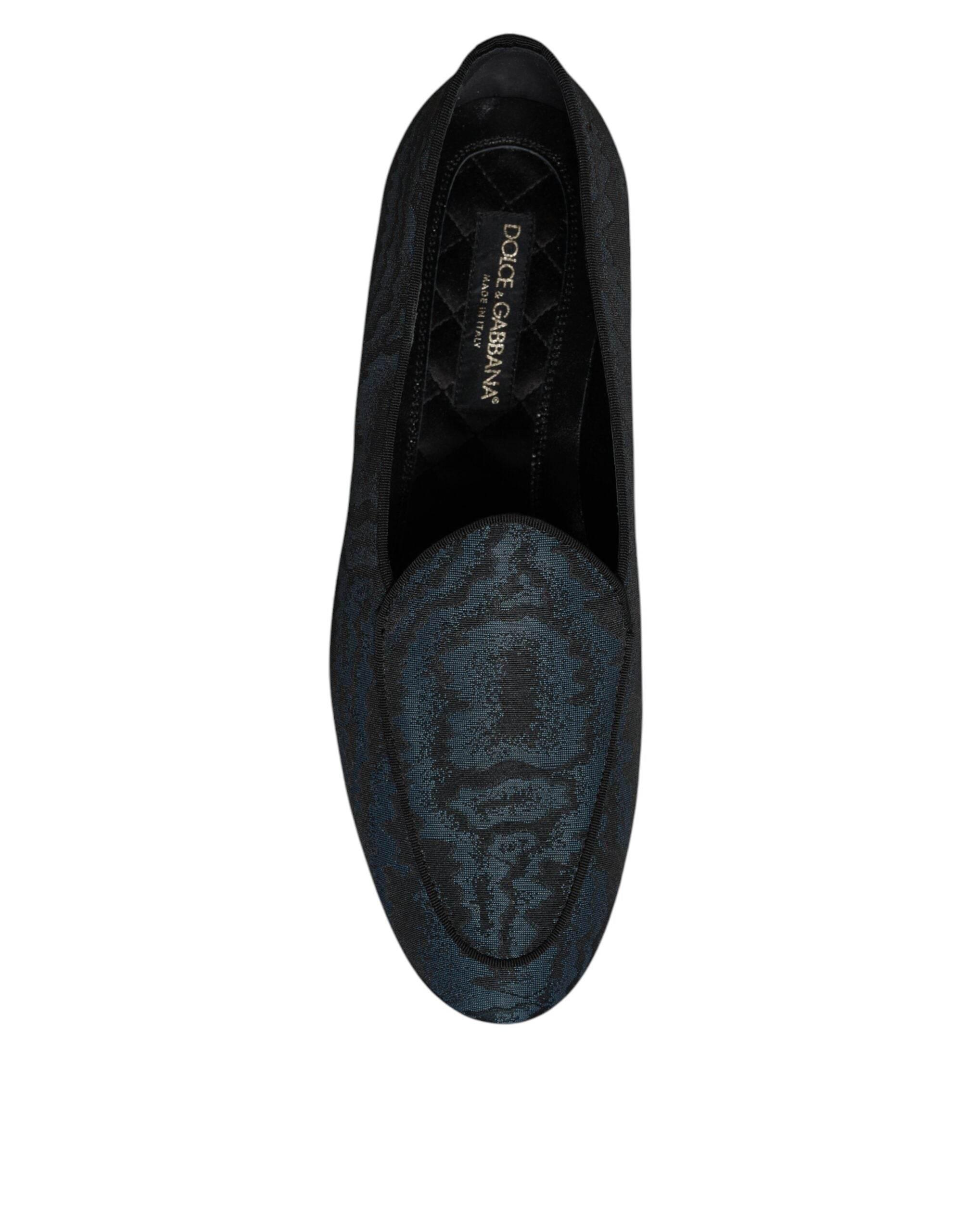 Dolce & Gabbana Blue Black Flats Men Loafers Dress Shoes - Hilstor
