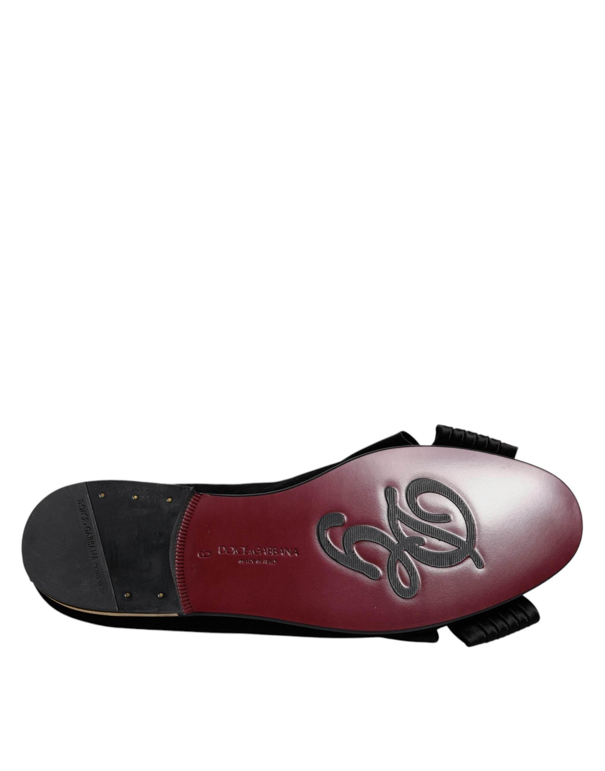 Dolce & Gabbana Black Crystal Flats Men Loafers Dress Shoes - Hilstor
