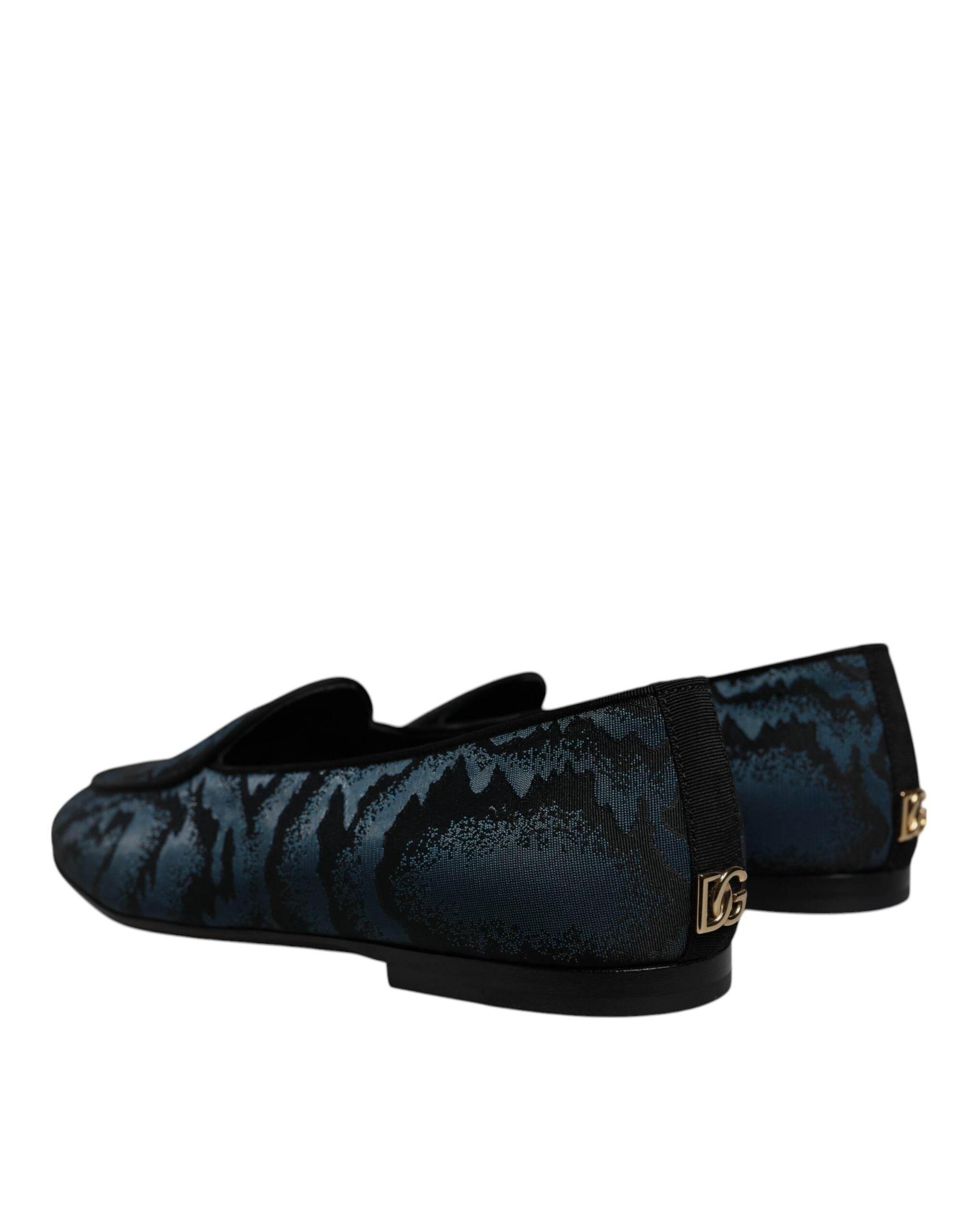 Dolce & Gabbana Blue Black Flats Men Loafers Dress Shoes - Hilstor