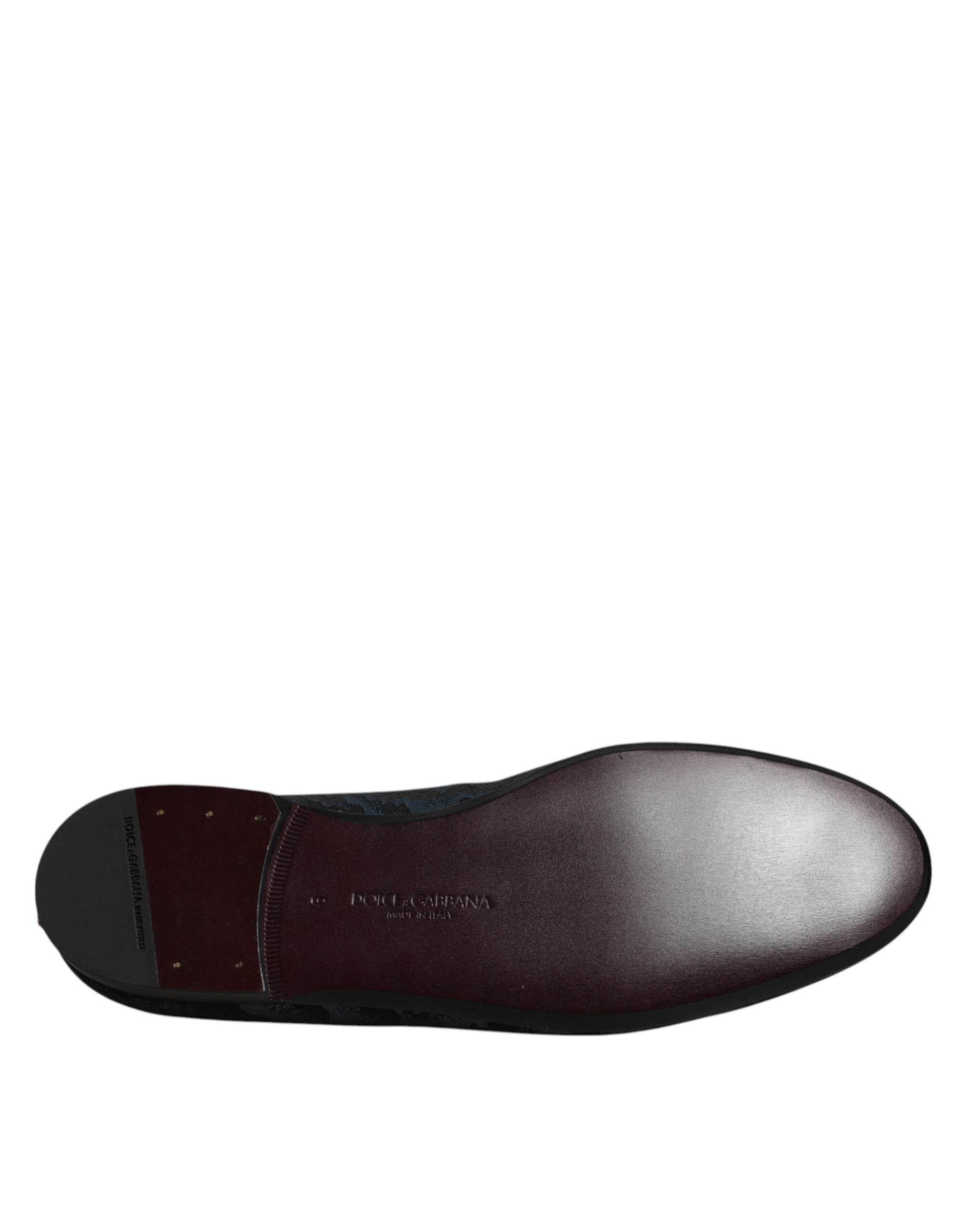 Dolce & Gabbana Blue Black Flats Men Loafers Dress Shoes - Hilstor