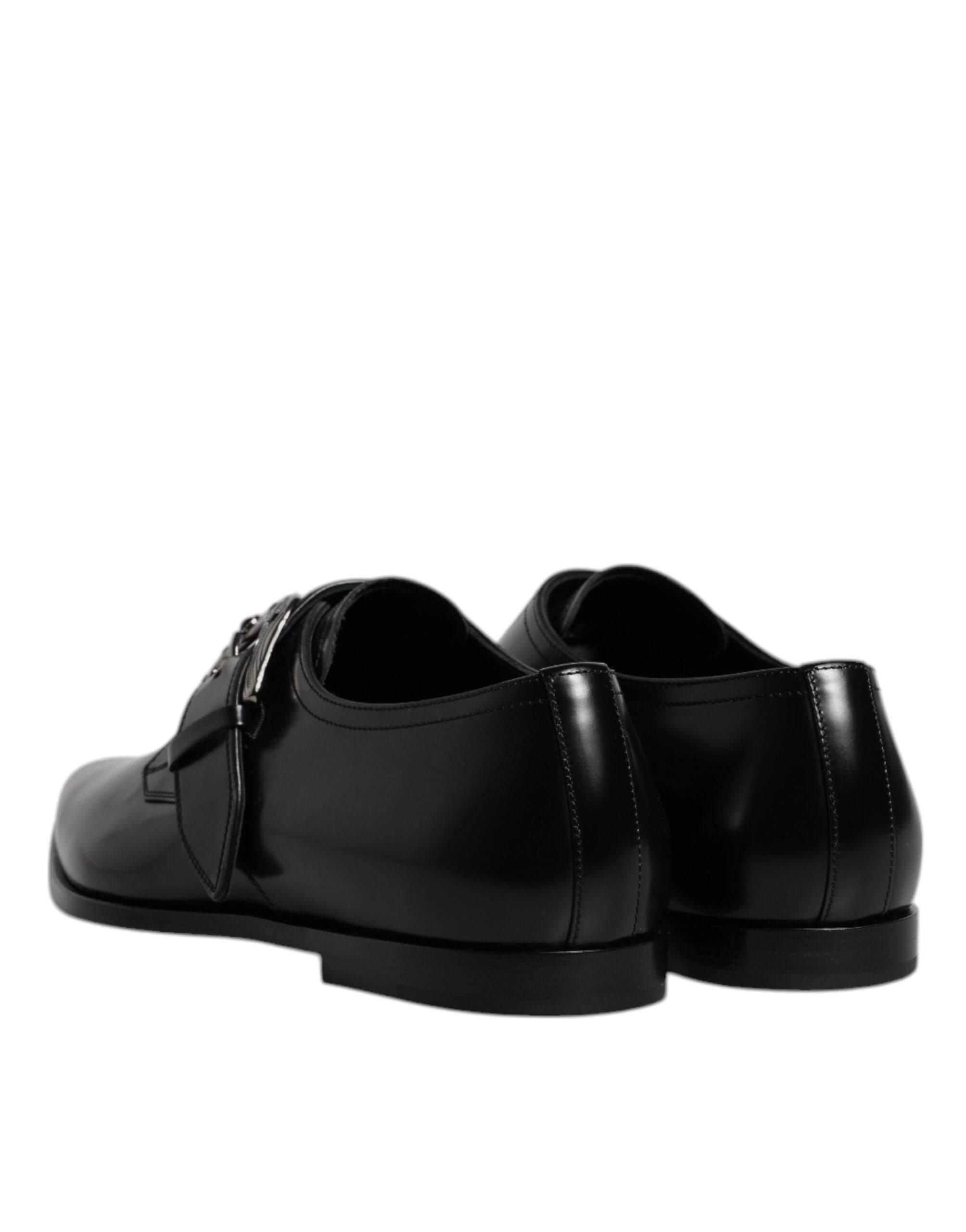 Dolce & Gabbana Black Leather Monk Strap Derby Formal Shoes - Hilstor