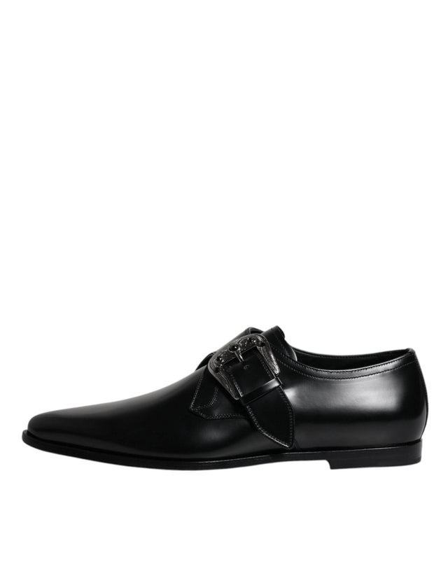 Dolce & Gabbana Black Leather Monk Strap Derby Formal Shoes - Hilstor