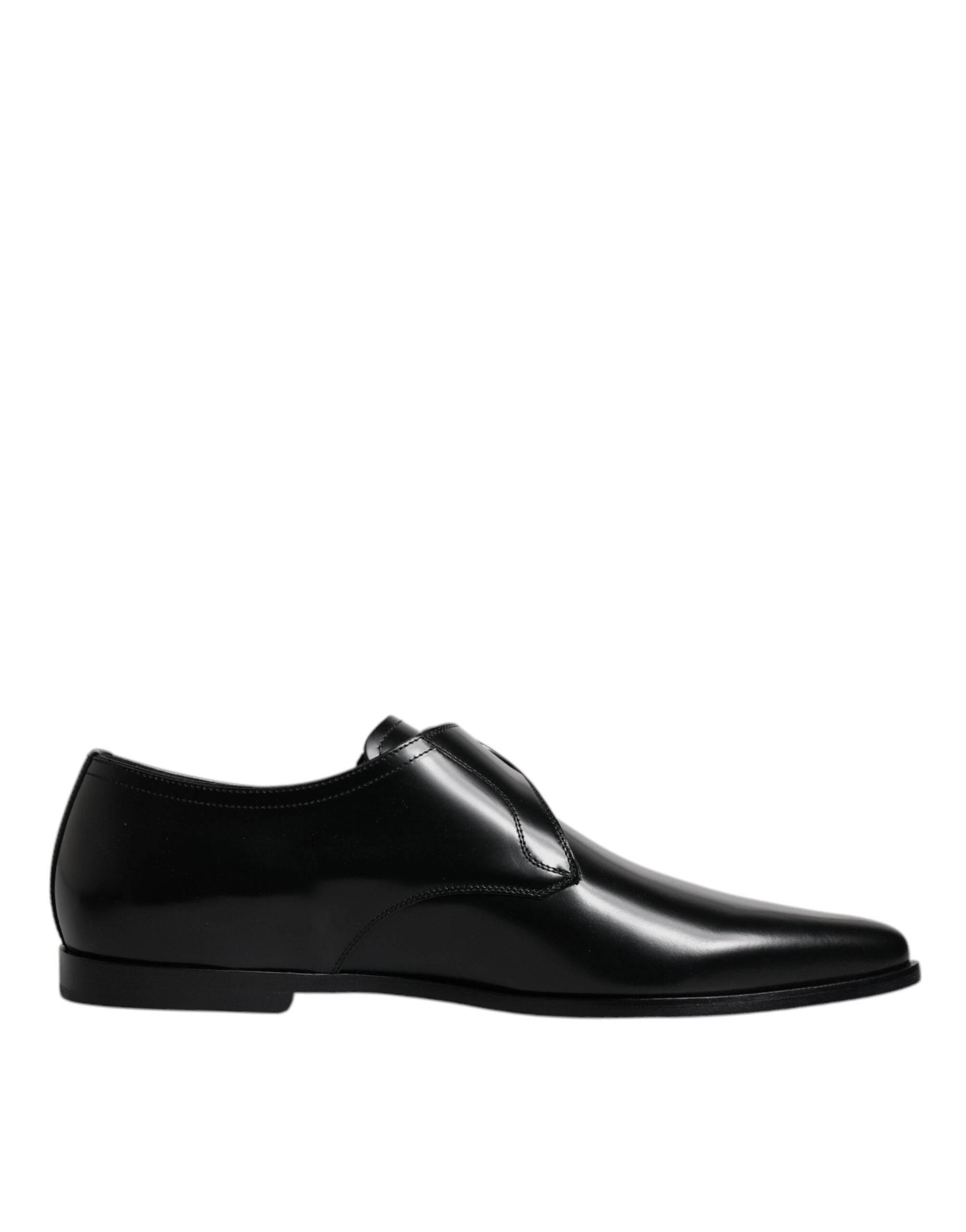 Dolce & Gabbana Black Leather Monk Strap Derby Formal Shoes - Hilstor