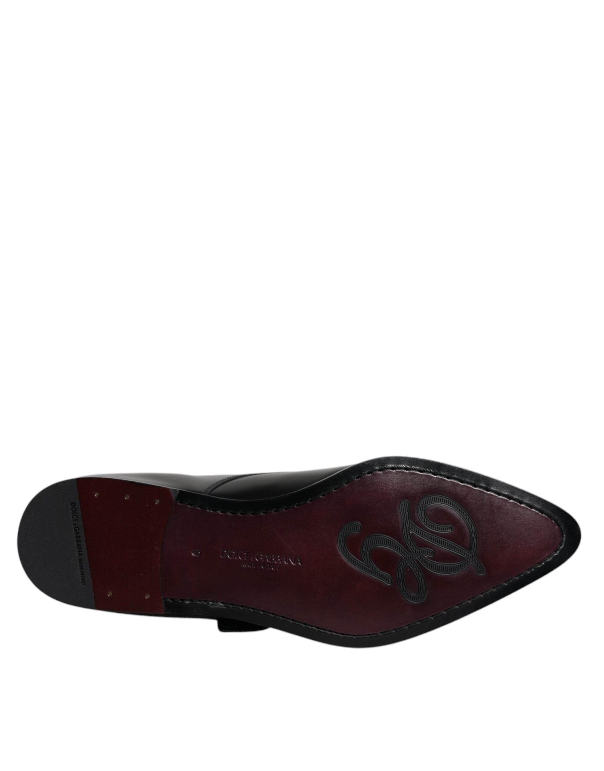 Dolce & Gabbana Black Leather Monk Strap Derby Formal Shoes - Hilstor