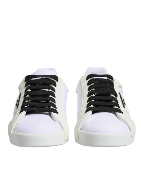Dolce & Gabbana White Nylon Leather Low Top Sneakers Shoes - Hilstor