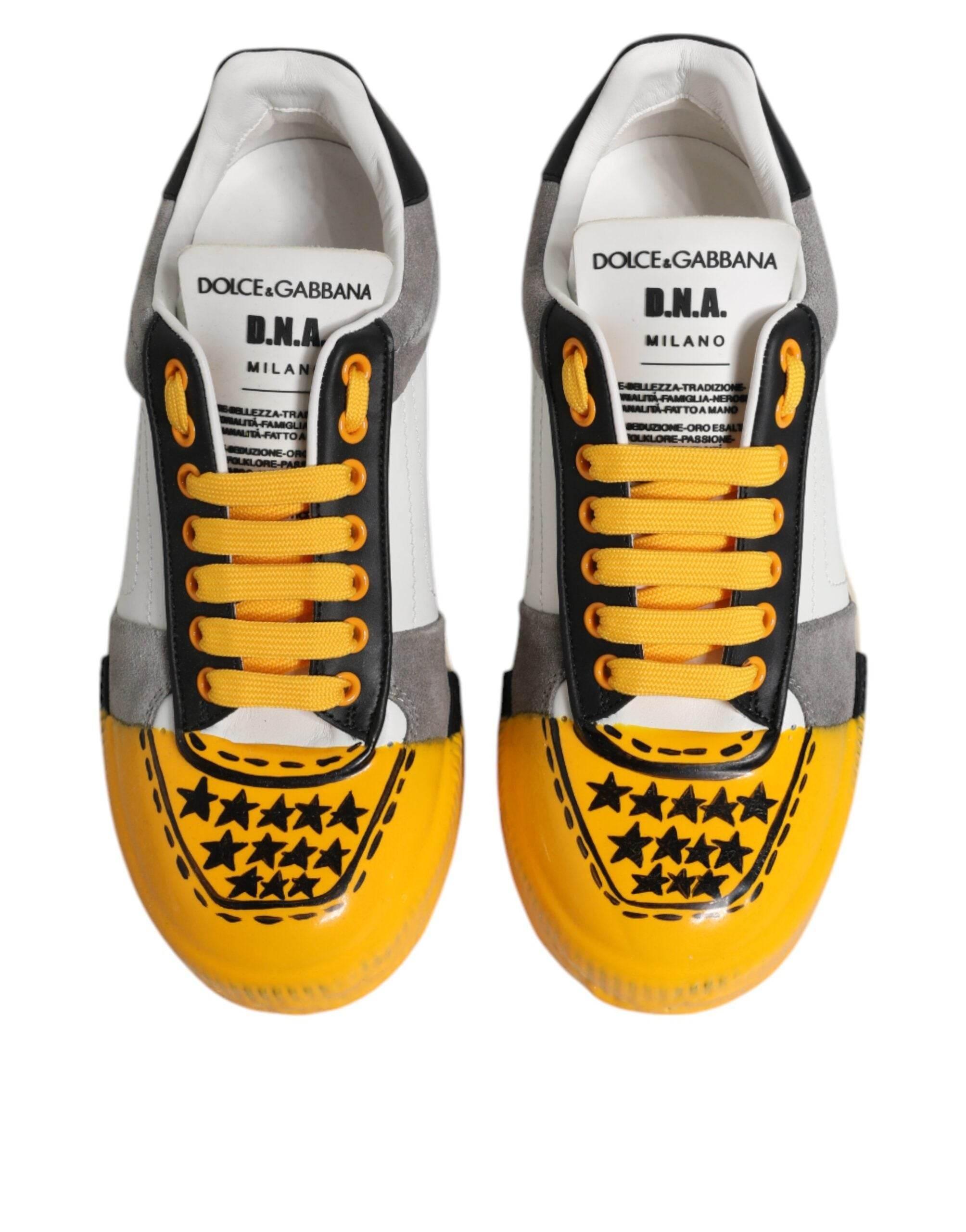 Dolce & Gabbana Multicolor Leather DNA Low Top Sneakers Shoes - Hilstor