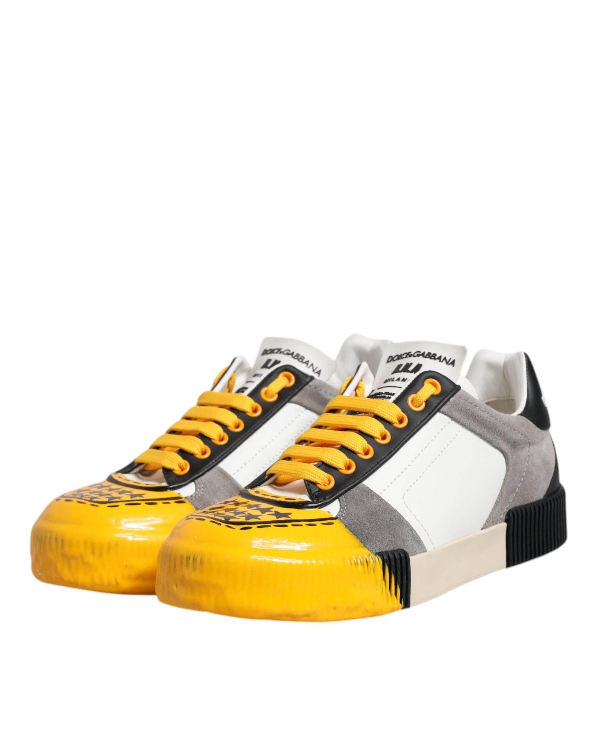 Dolce & Gabbana Multicolor Leather DNA Low Top Sneakers Shoes - Hilstor
