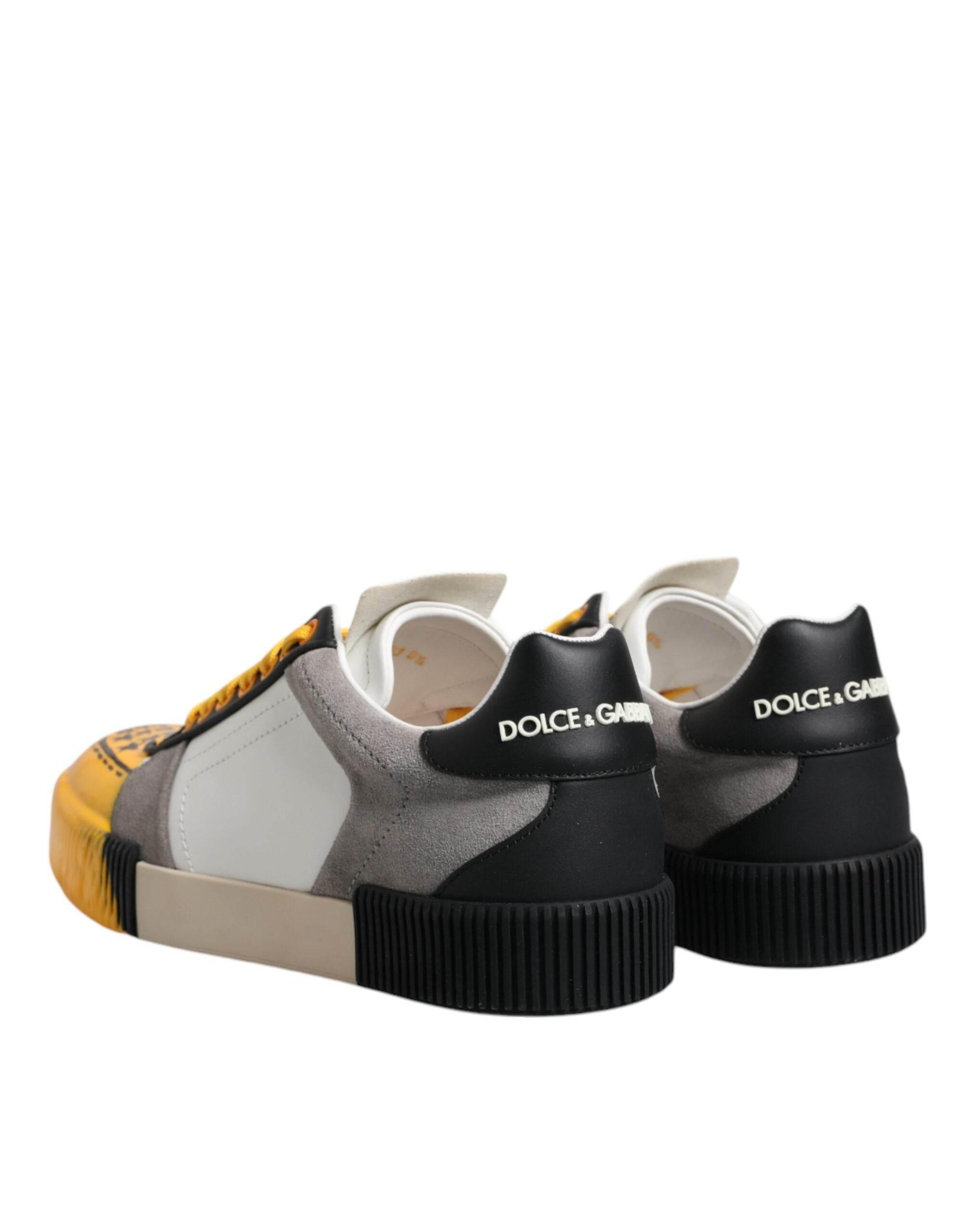 Dolce & Gabbana Multicolor Leather DNA Low Top Sneakers Shoes - Hilstor
