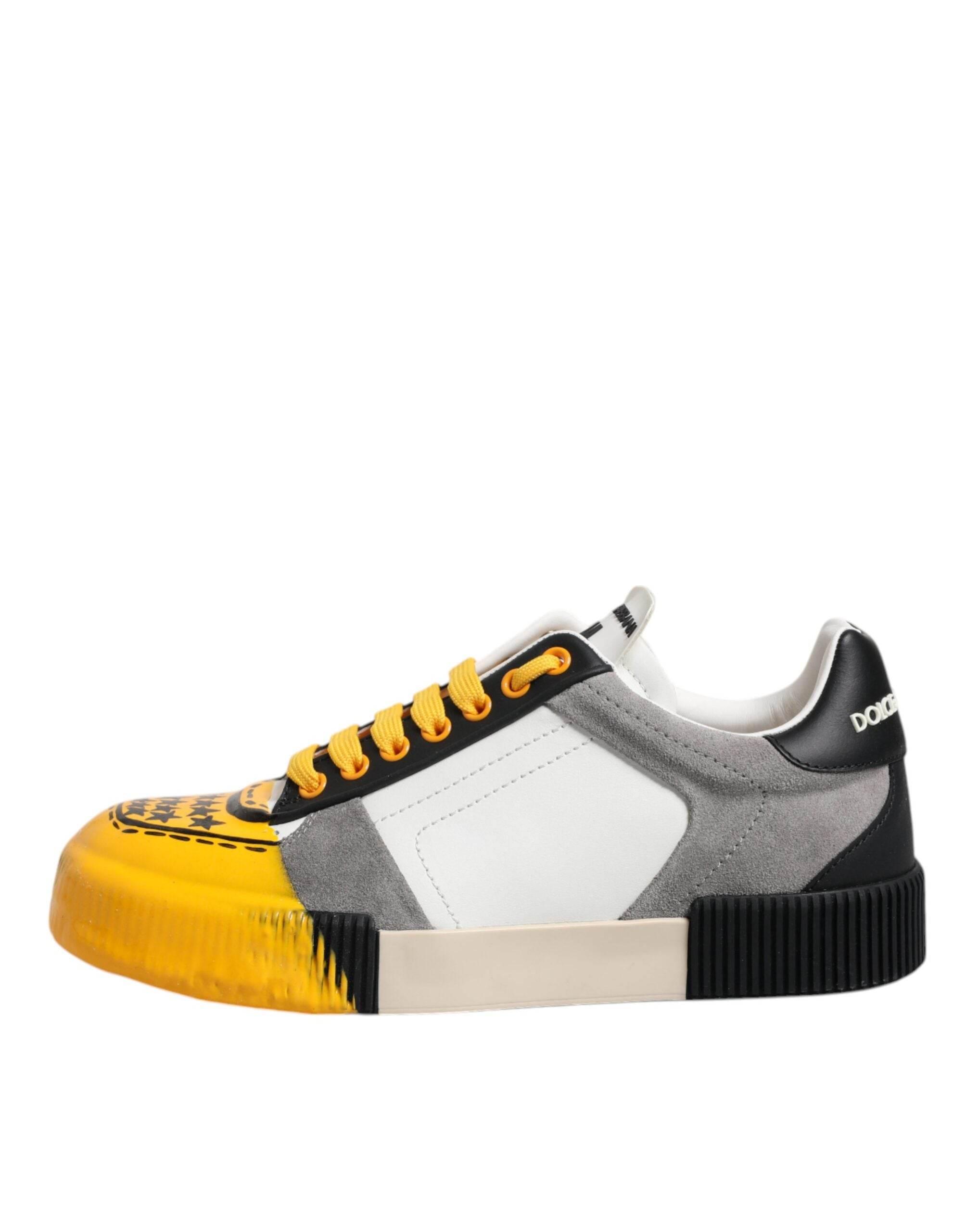 Dolce & Gabbana Multicolor Leather DNA Low Top Sneakers Shoes - Hilstor