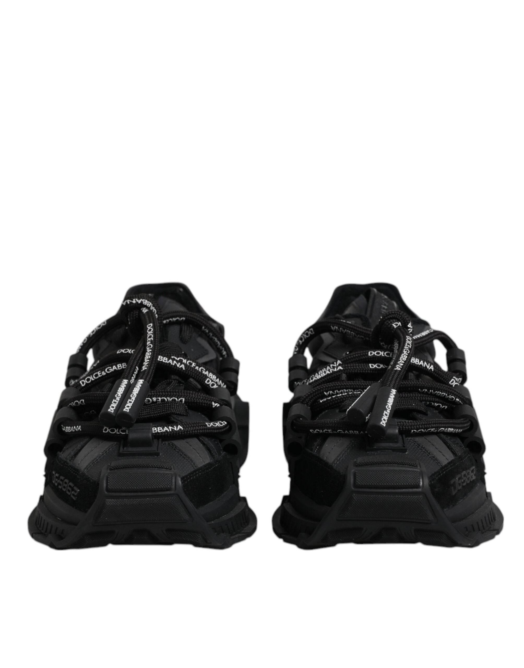 Dolce & Gabbana Black Low Top Space Lace Up Sneakers Shoes - Hilstor