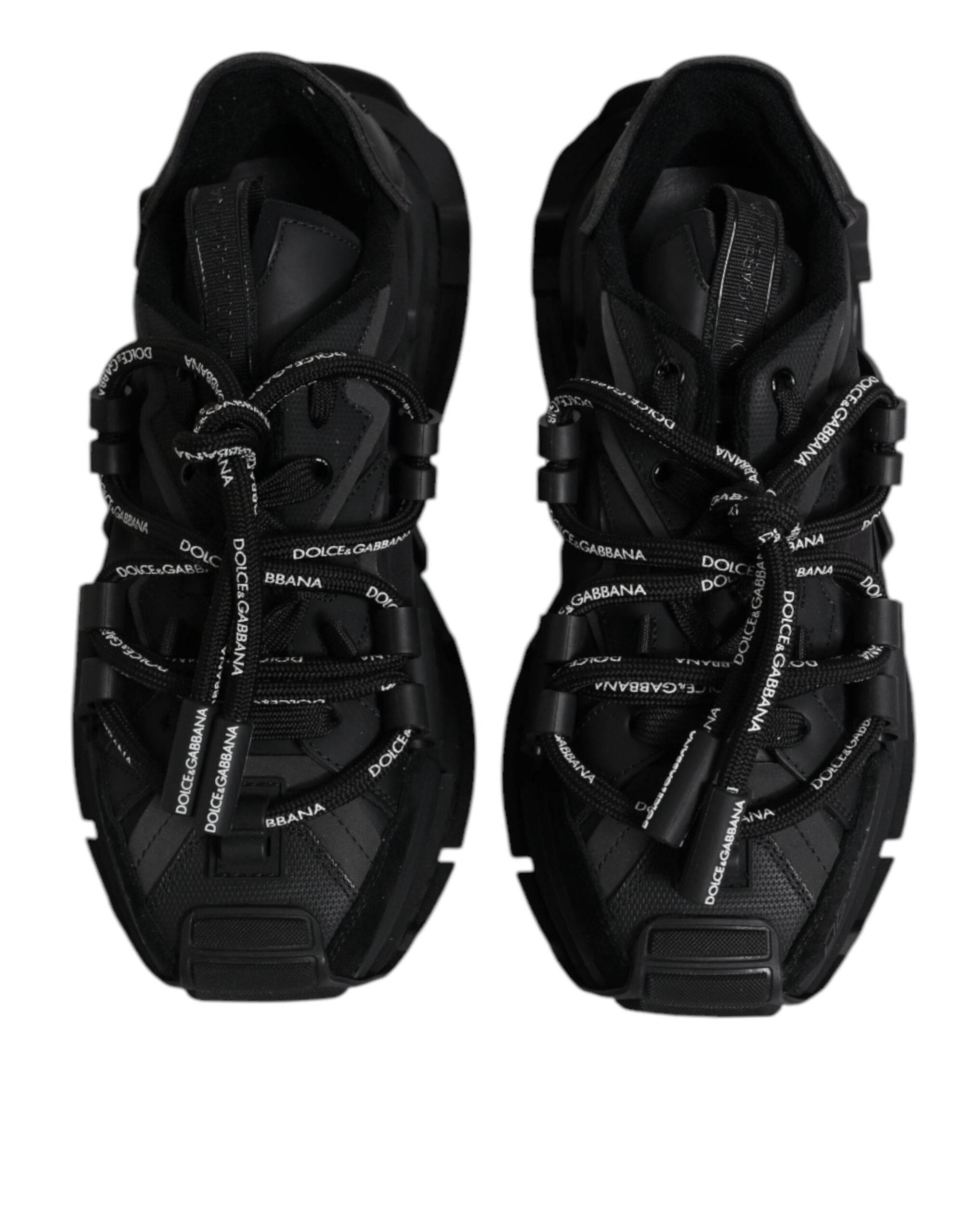 Dolce & Gabbana Black Low Top Space Lace Up Sneakers Shoes - Hilstor