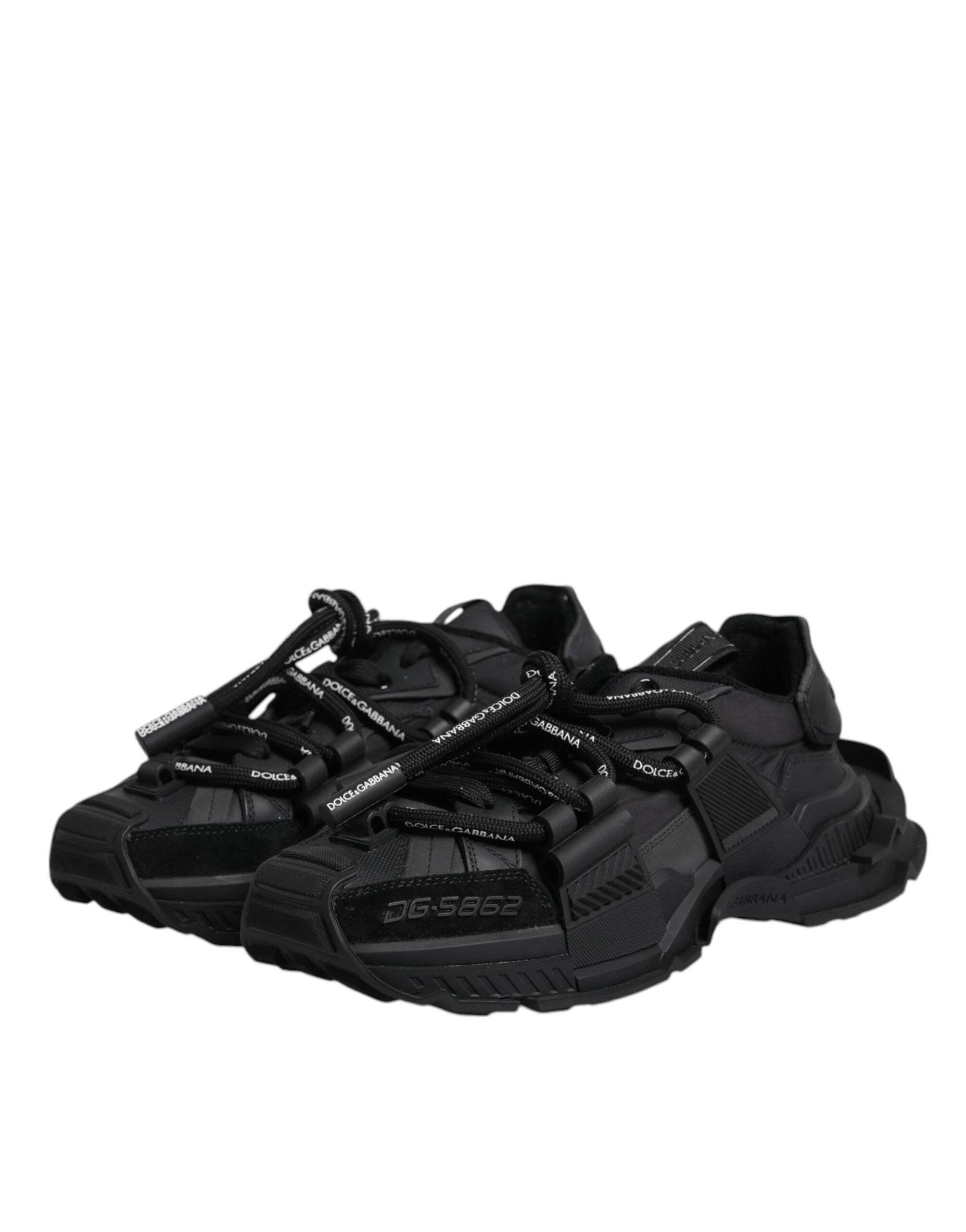 Dolce & Gabbana Black Low Top Space Lace Up Sneakers Shoes - Hilstor