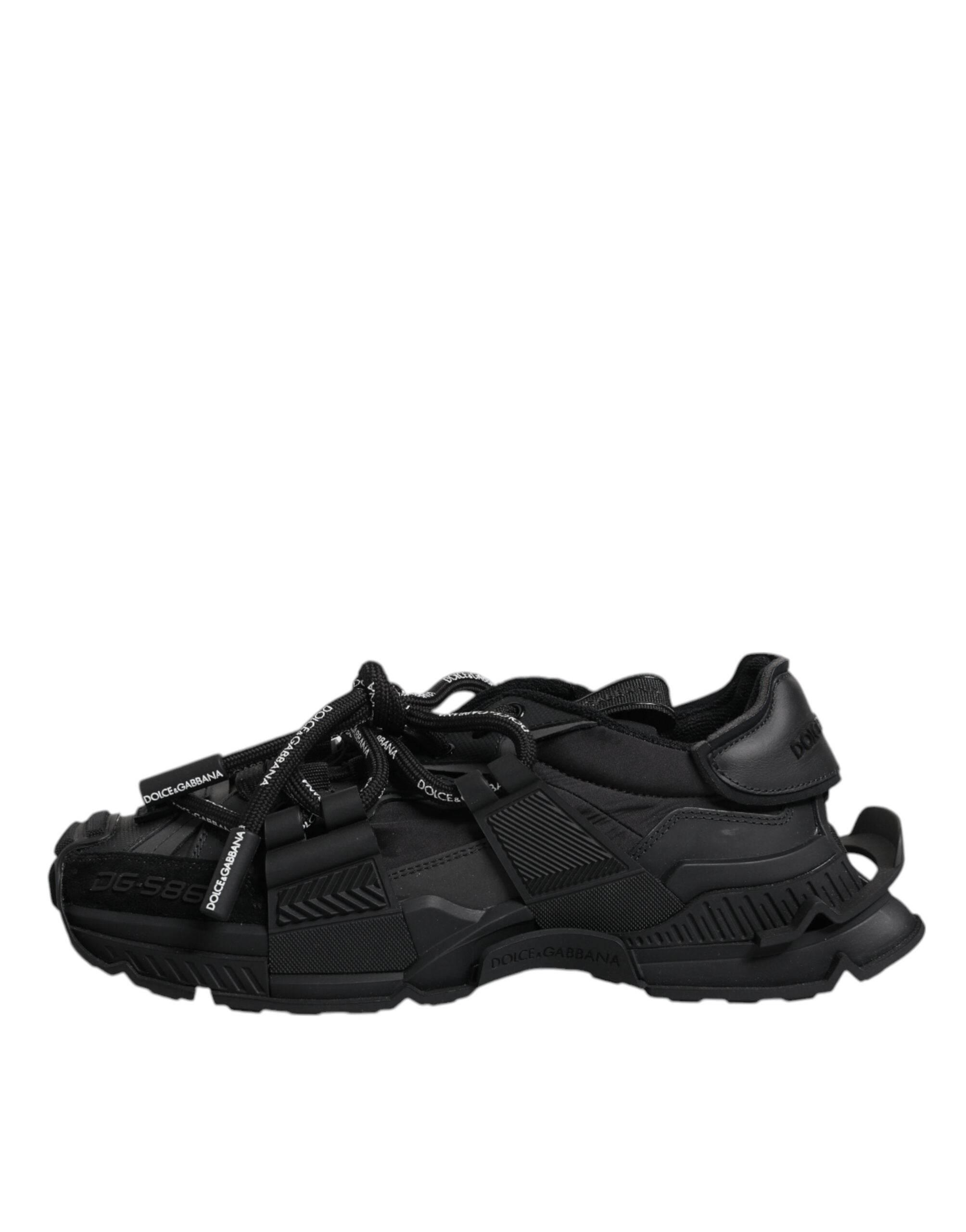 Dolce & Gabbana Black Low Top Space Lace Up Sneakers Shoes - Hilstor