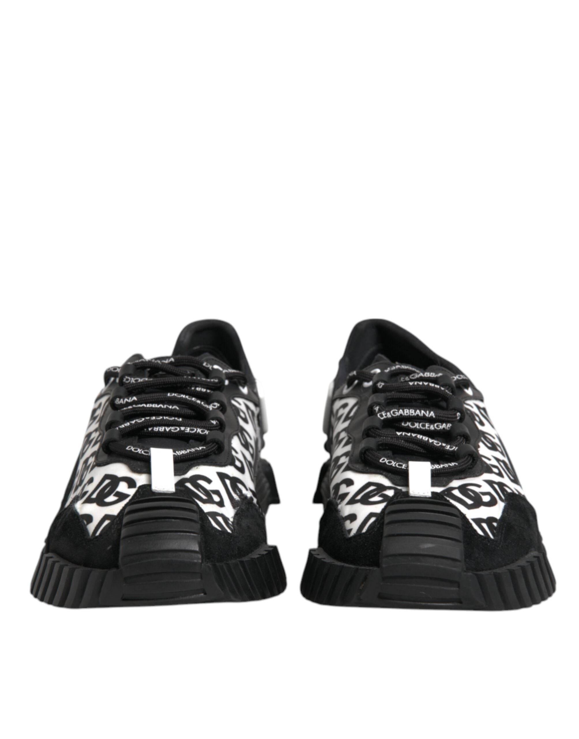 Dolce & Gabbana Black Logo Nylon Low Top NS1 Sneakers Shoes - Hilstor