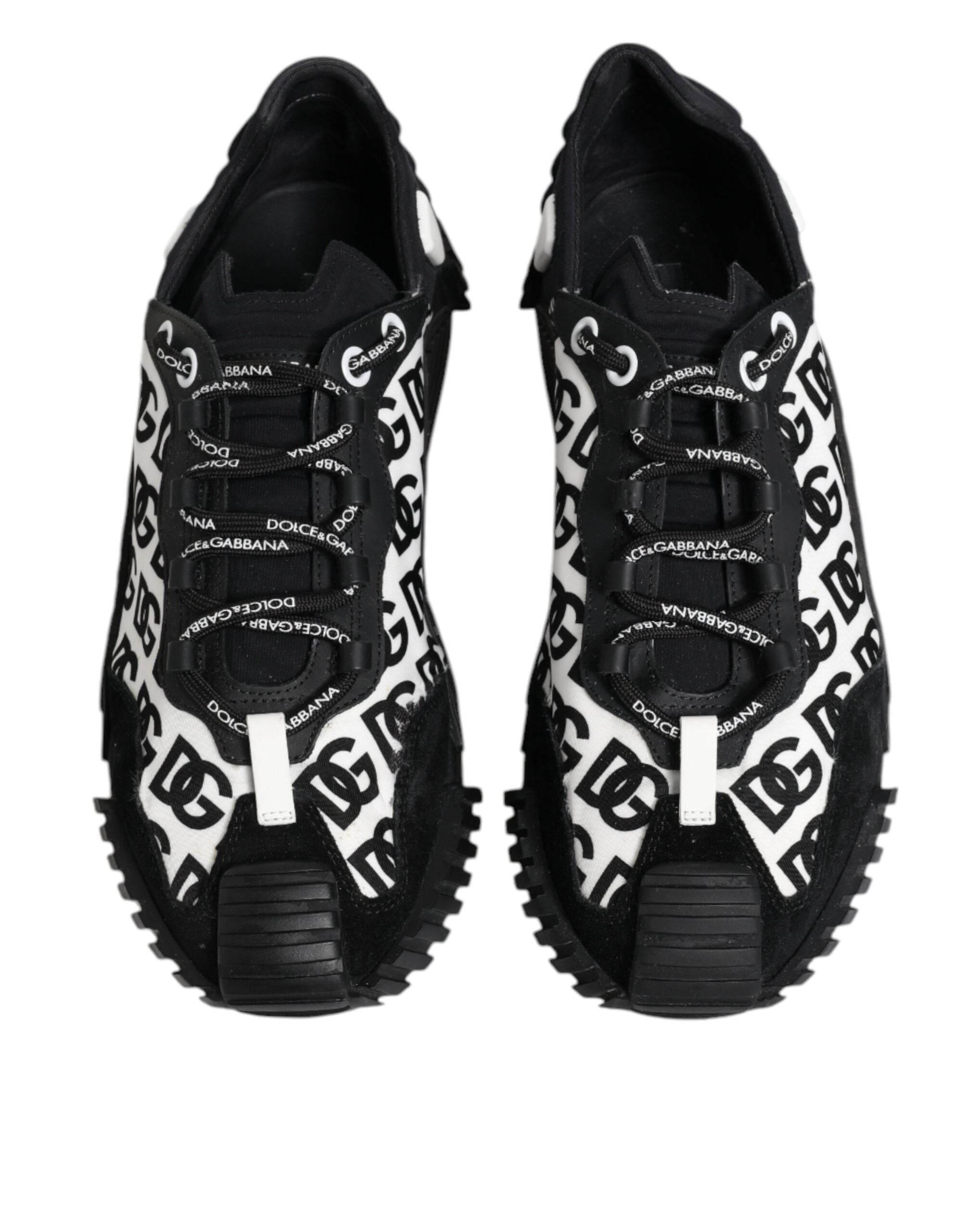 Dolce & Gabbana Black Logo Nylon Low Top NS1 Sneakers Shoes - Hilstor