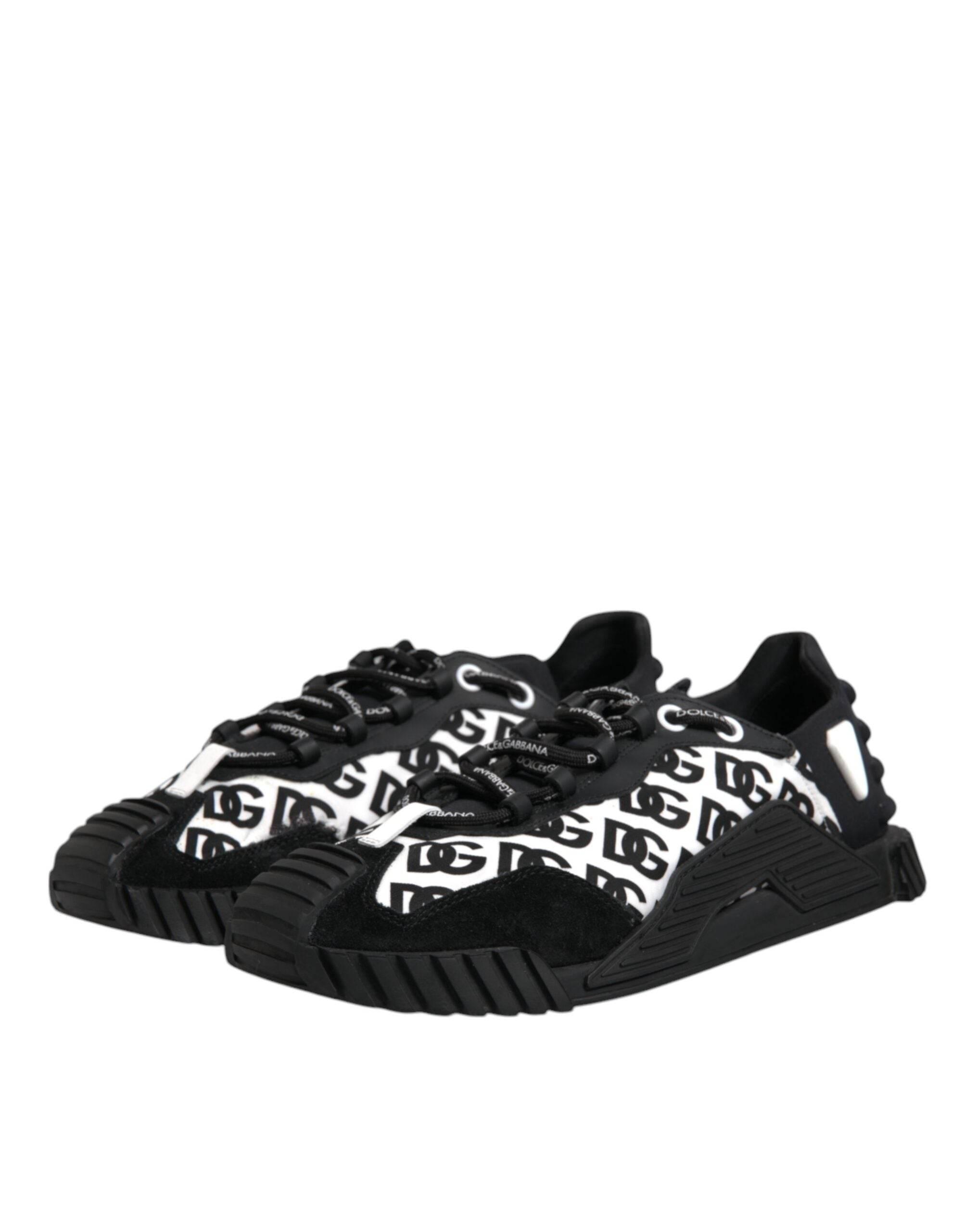 Dolce & Gabbana Black Logo Nylon Low Top NS1 Sneakers Shoes - Hilstor