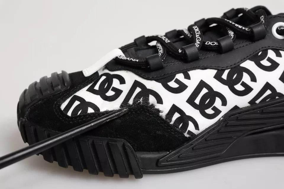 Dolce & Gabbana Black Logo Nylon Low Top NS1 Sneakers Shoes - Hilstor
