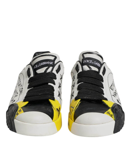 Dolce & Gabbana Multicolor Lettering Portofino Sneakers Shoes - Hilstor
