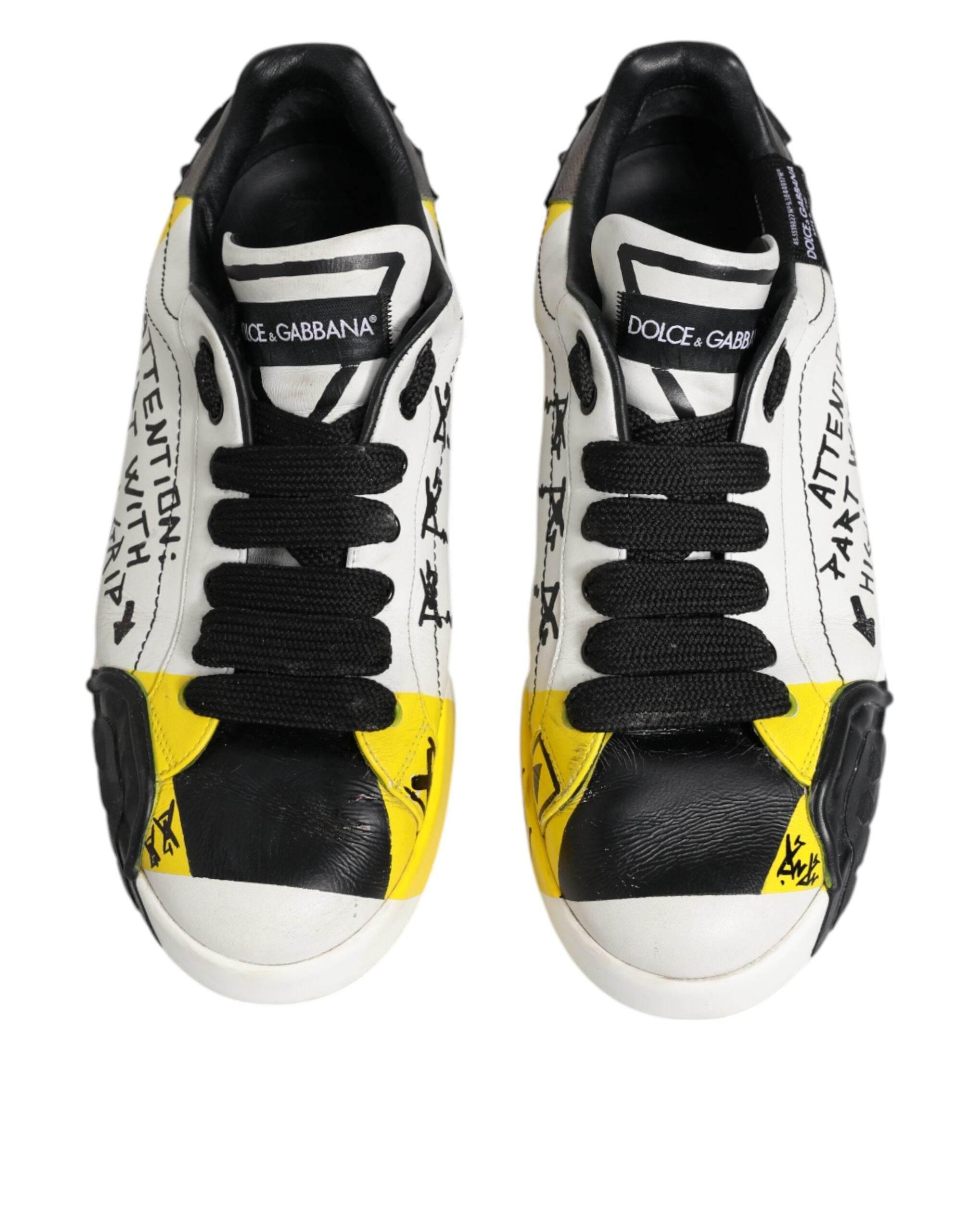 Dolce & Gabbana Multicolor Lettering Portofino Sneakers Shoes - Hilstor