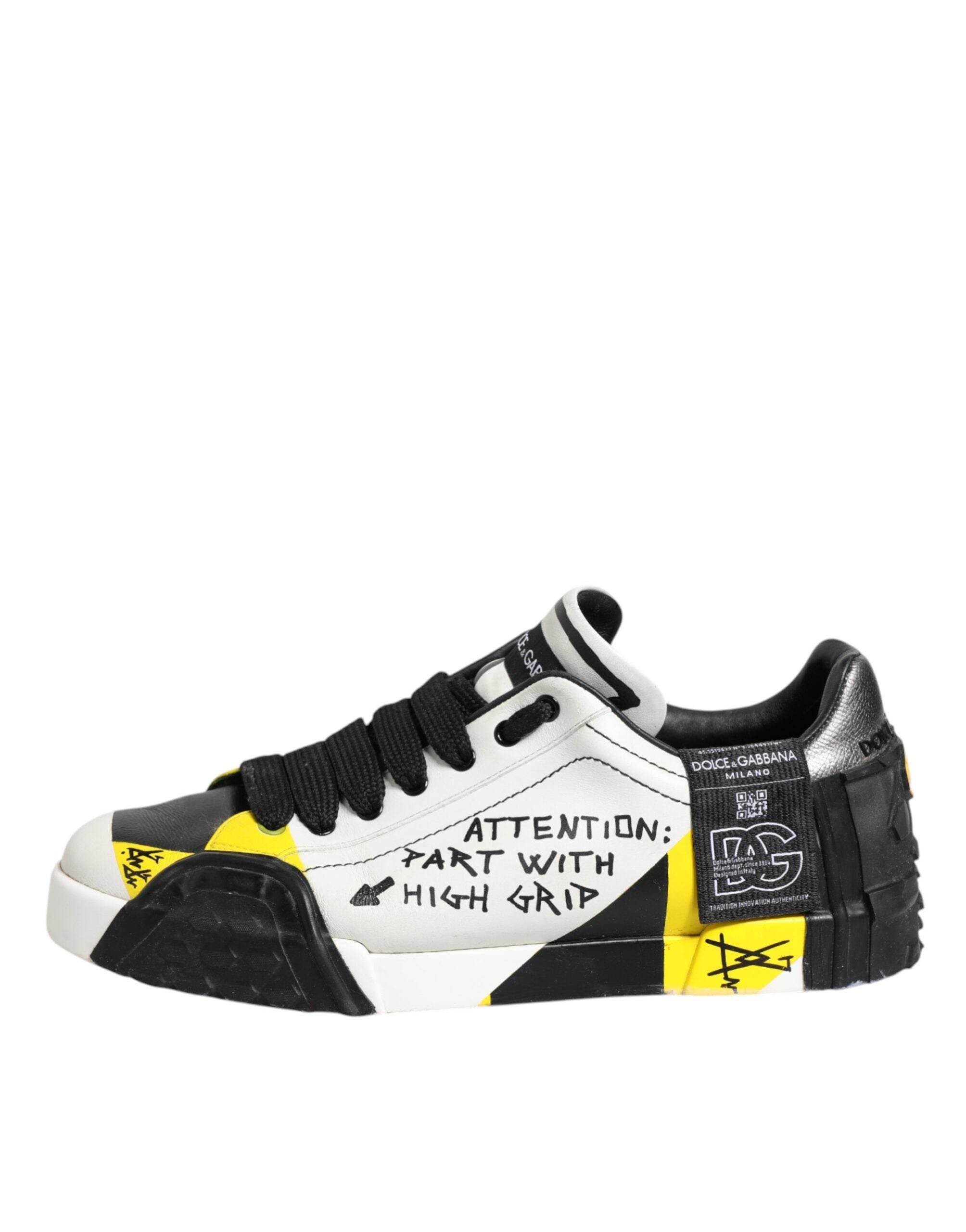 Dolce & Gabbana Multicolor Lettering Portofino Sneakers Shoes - Hilstor