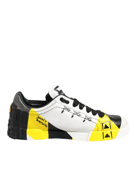 Dolce & Gabbana Multicolor Lettering Portofino Sneakers Shoes - Hilstor