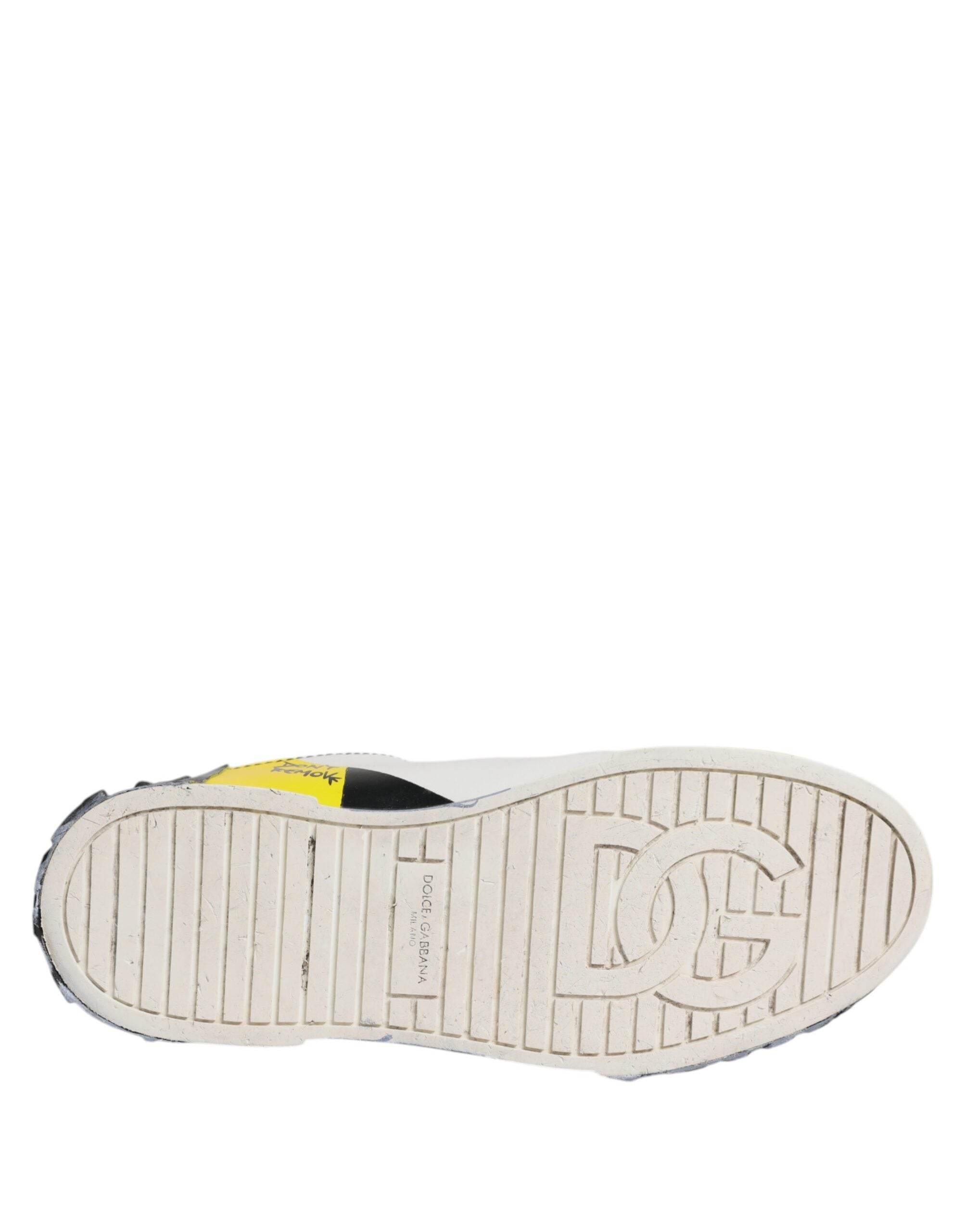 Dolce & Gabbana Multicolor Lettering Portofino Sneakers Shoes - Hilstor