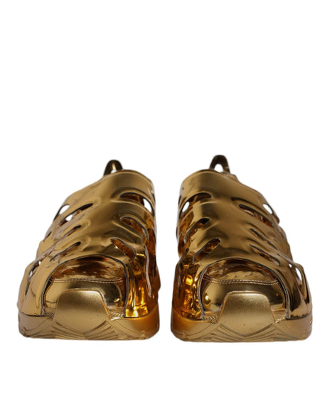 Dolce & Gabbana Gold Daymaster Leather Low Top Sneakers Shoes - Hilstor