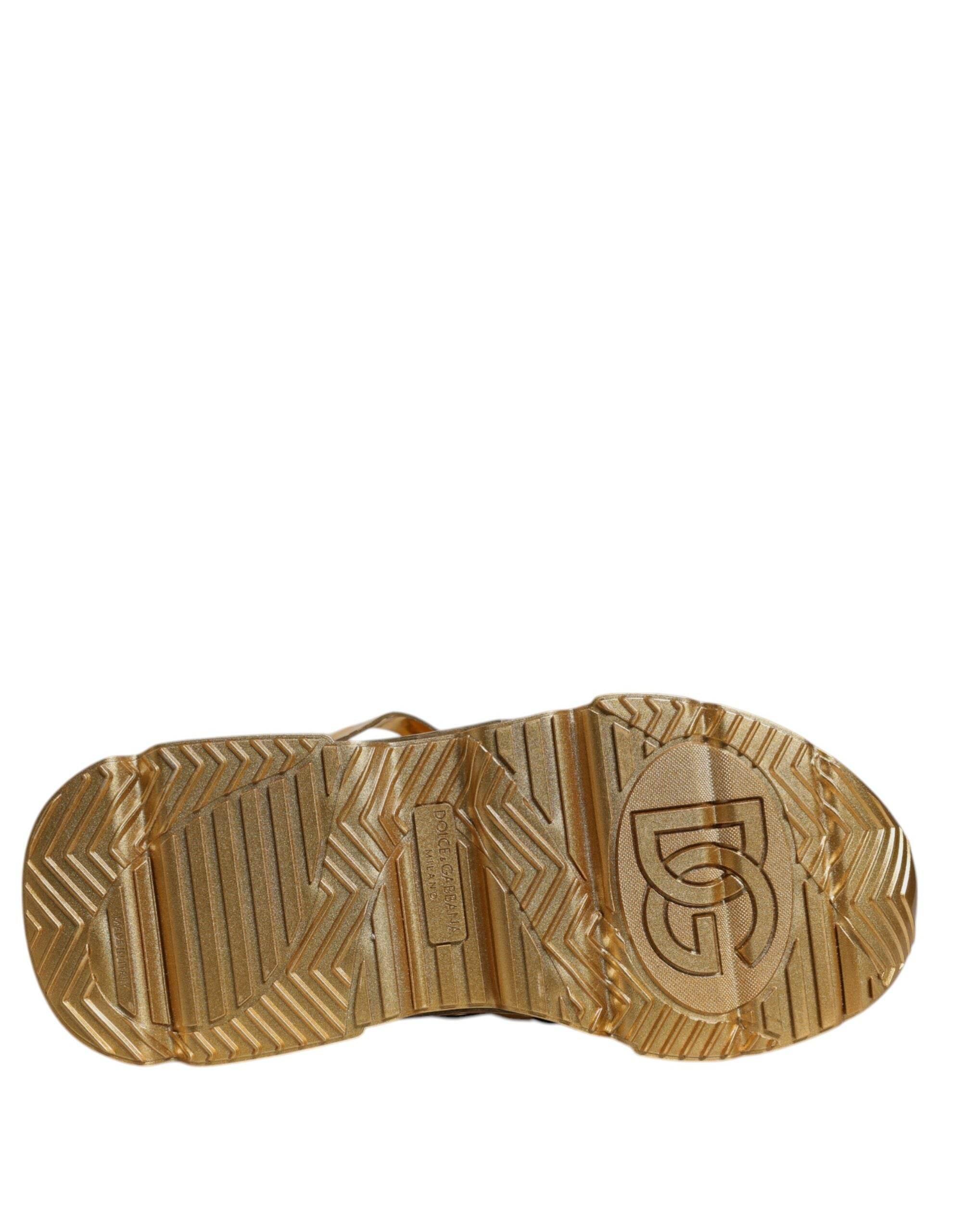 Dolce & Gabbana Gold Daymaster Leather Low Top Sneakers Shoes - Hilstor