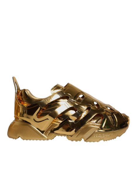 Dolce & Gabbana Gold Daymaster Leather Low Top Sneakers Shoes - Hilstor