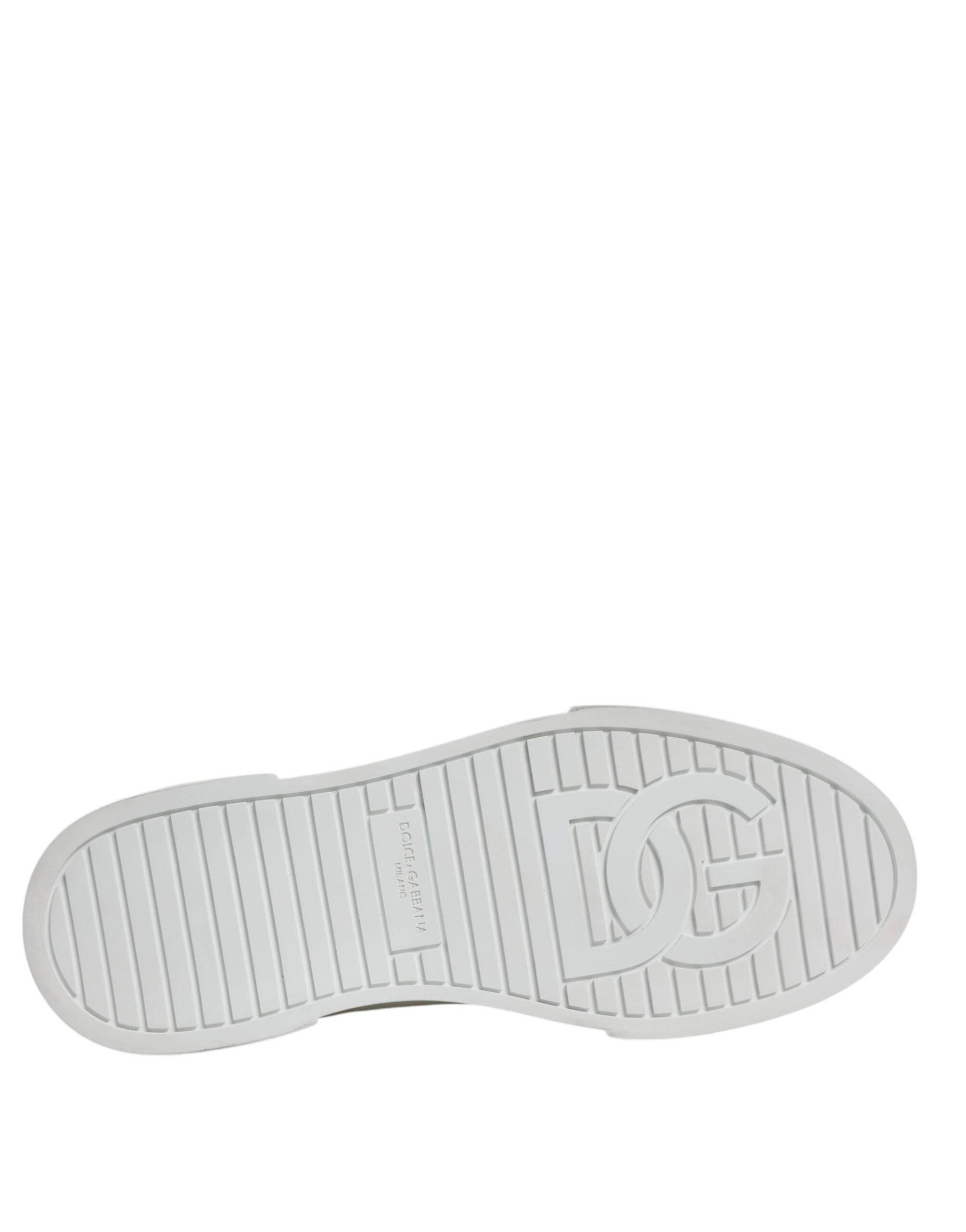 Dolce & Gabbana White Black Cotton High Top Sneakers Shoes - Hilstor