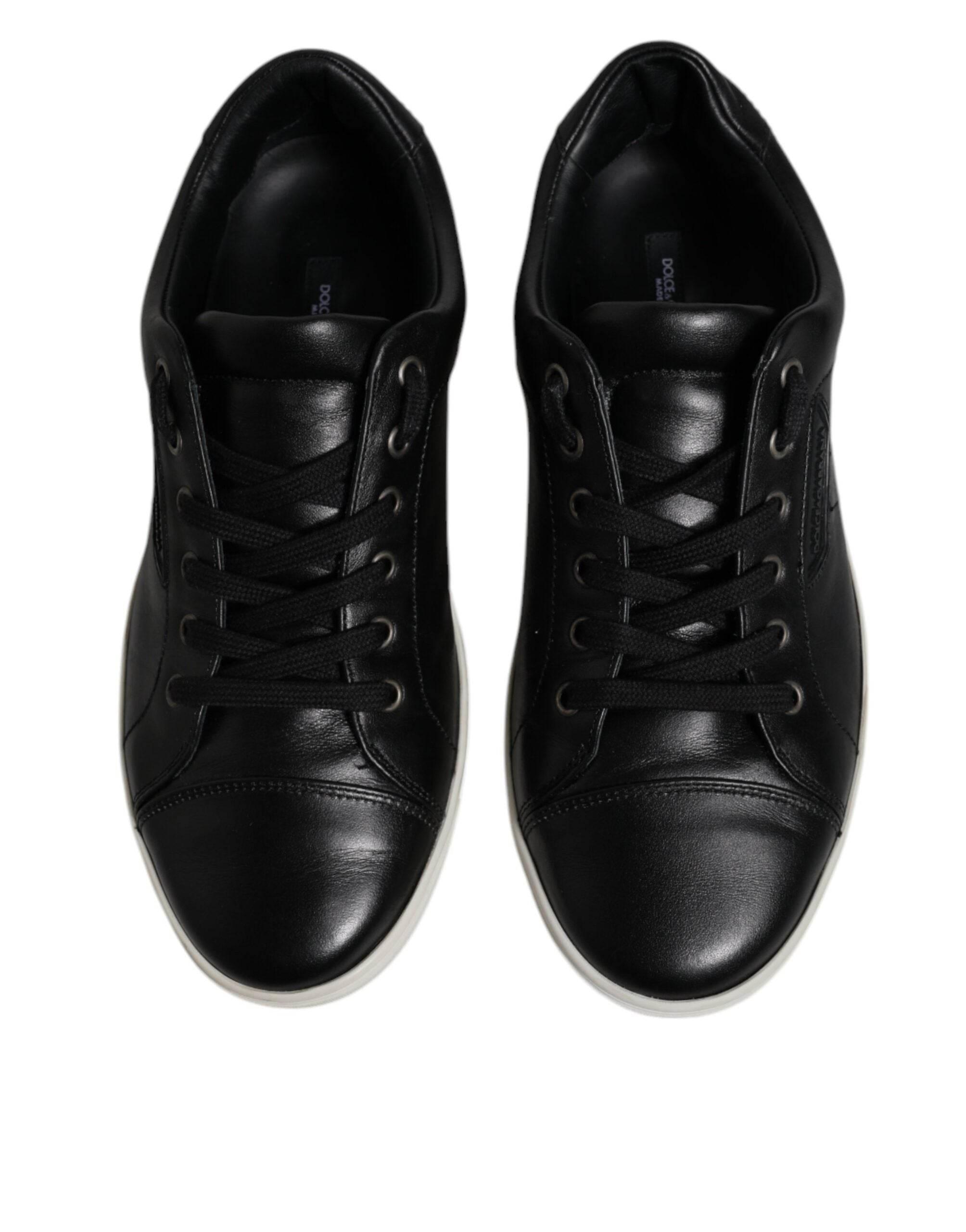 Dolce & Gabbana Black London Nappa Leather Men Sneakers Shoes - Hilstor