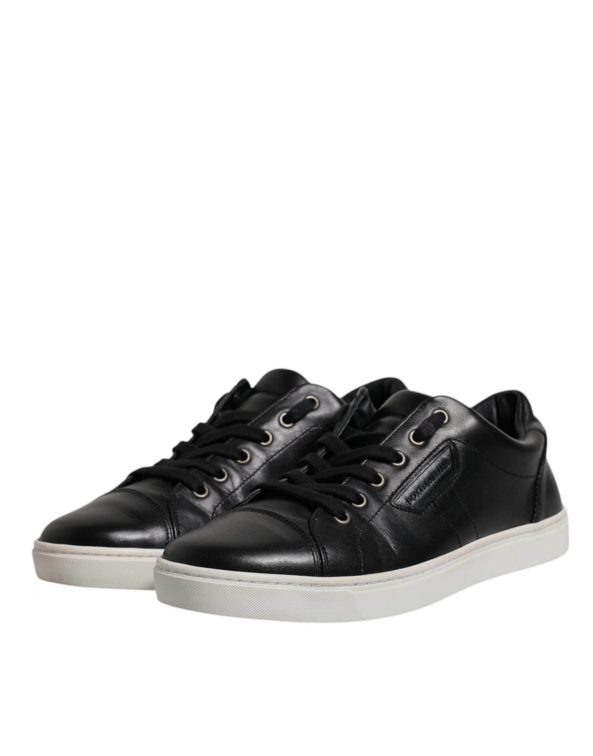 Dolce & Gabbana Black London Nappa Leather Men Sneakers Shoes - Hilstor