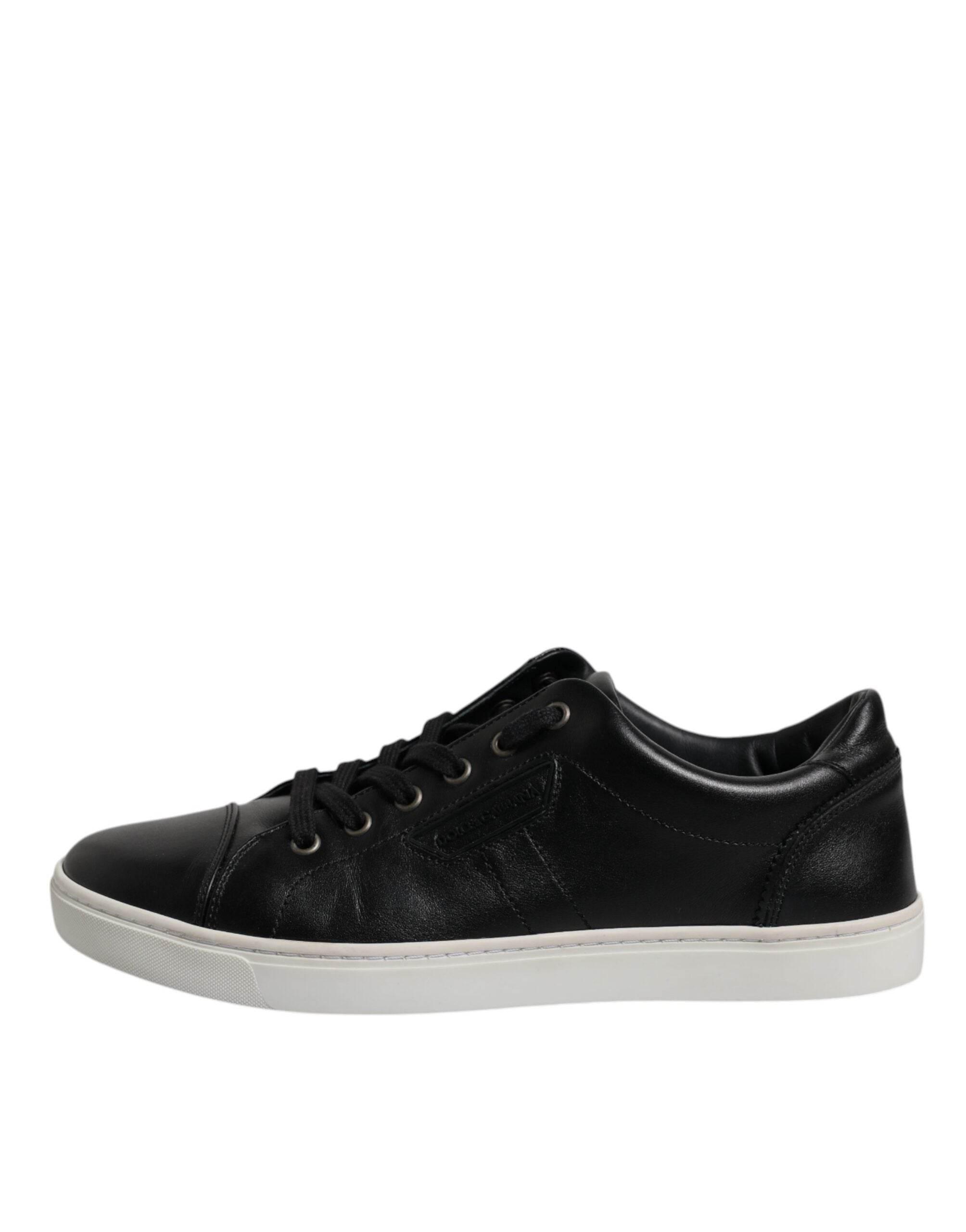 Dolce & Gabbana Black London Nappa Leather Men Sneakers Shoes - Hilstor