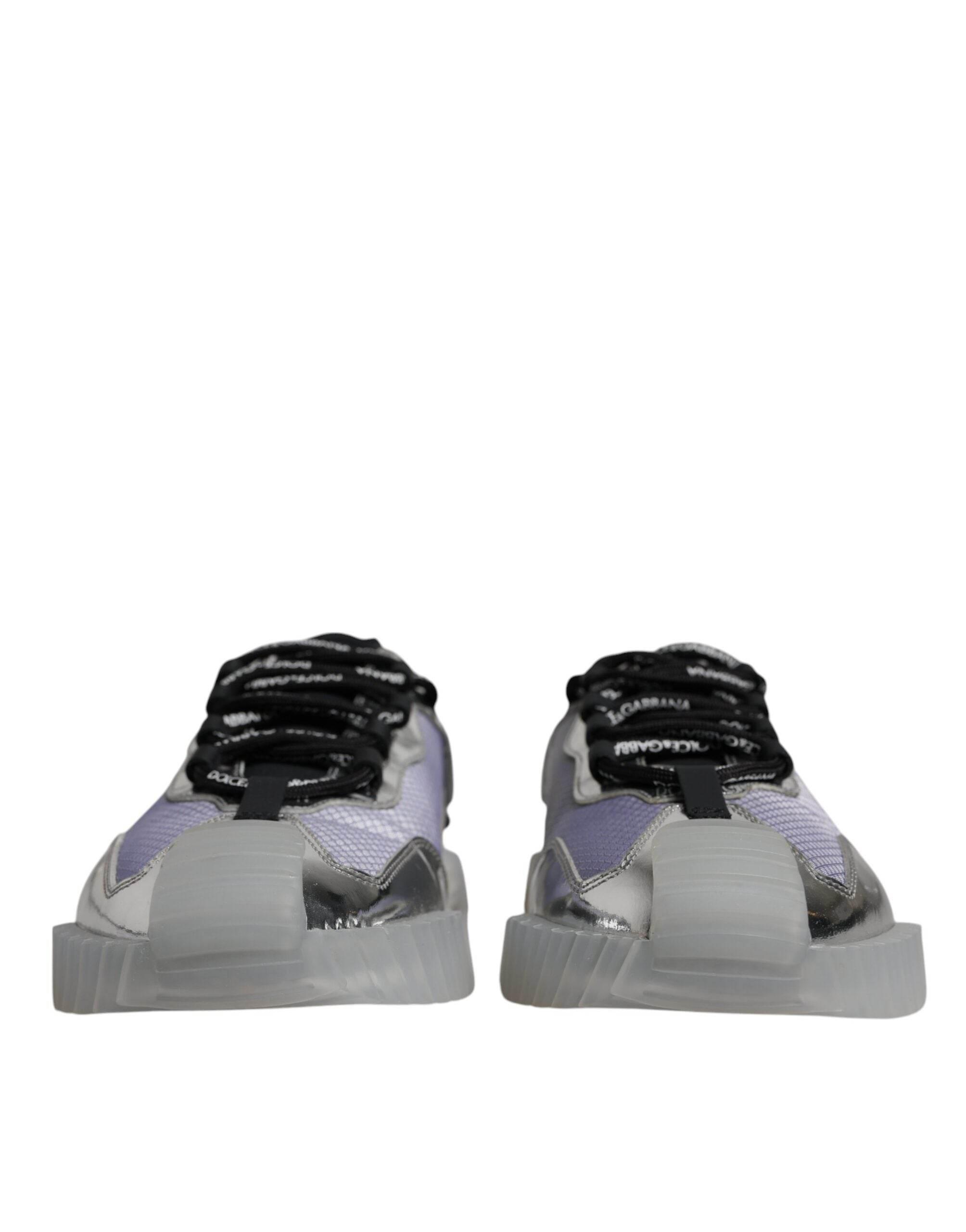 Dolce & Gabbana Silver Black Nylon NS1 Low Top Sneakers Shoes - Hilstor
