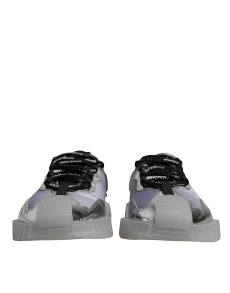 Dolce & Gabbana Silver Black Nylon NS1 Low Top Sneakers Shoes - Hilstor