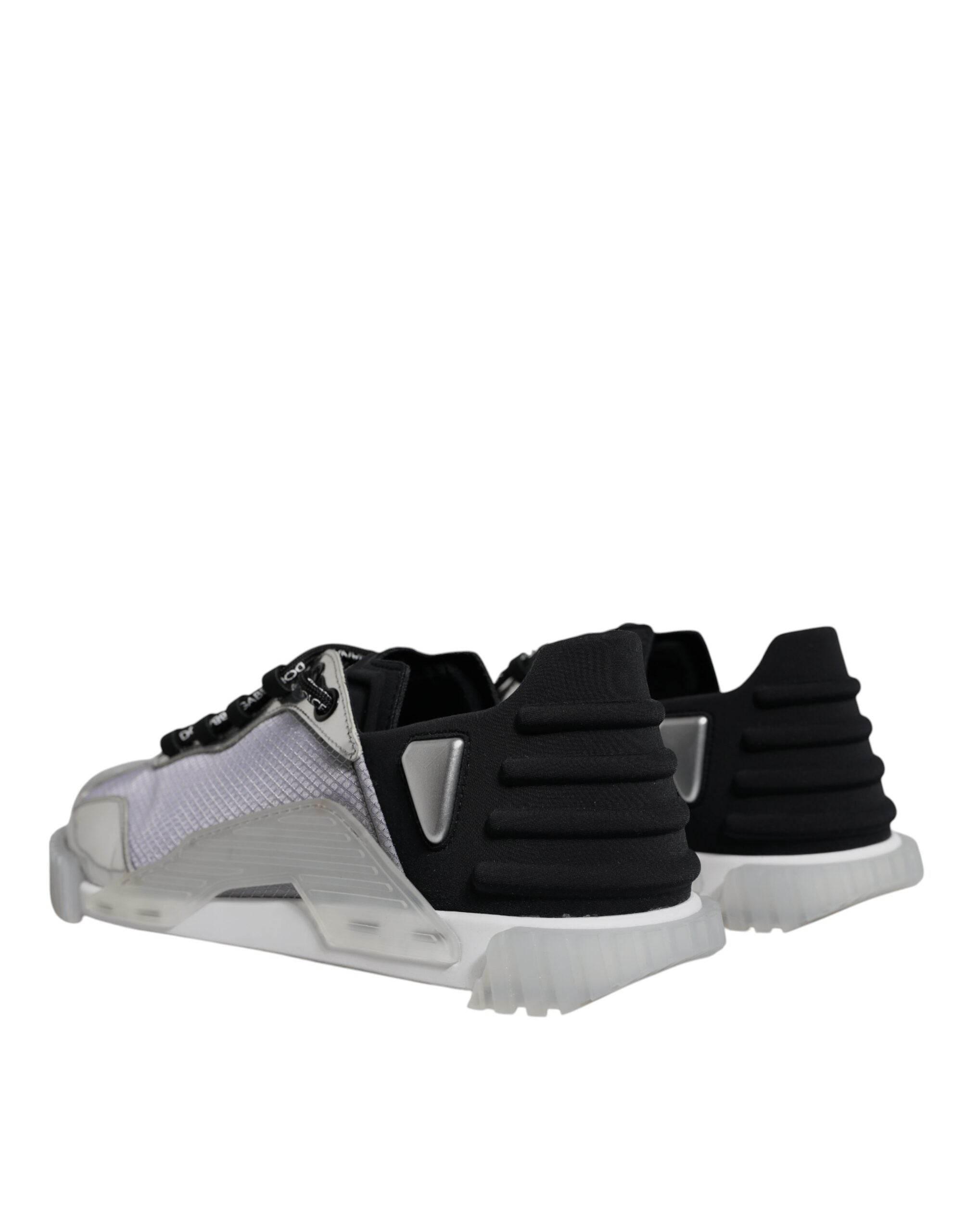 Dolce & Gabbana Silver Black Nylon NS1 Low Top Sneakers Shoes - Hilstor