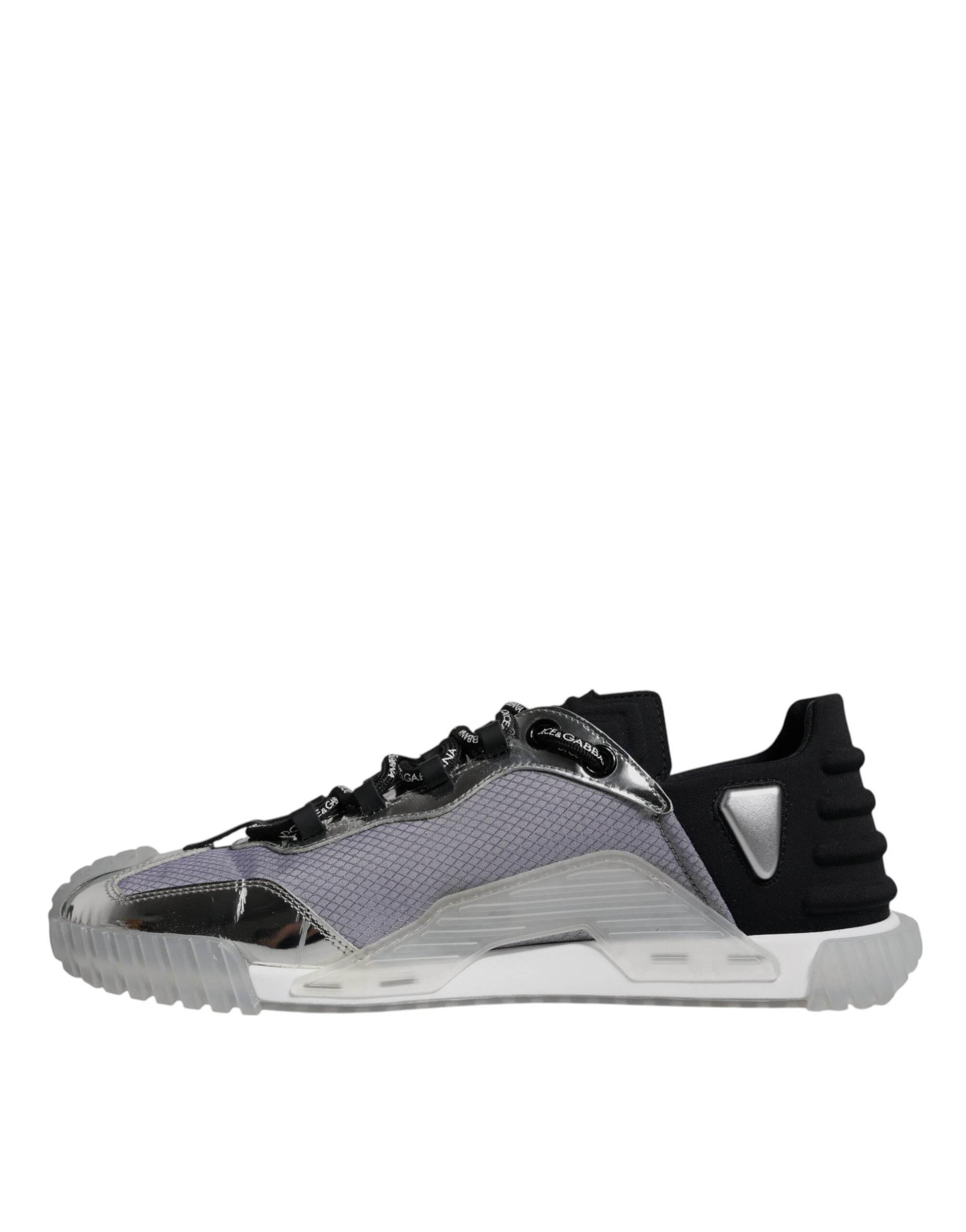 Dolce & Gabbana Silver Black Nylon NS1 Low Top Sneakers Shoes - Hilstor