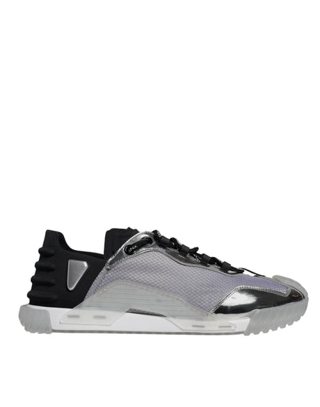 Dolce & Gabbana Silver Black Nylon NS1 Low Top Sneakers Shoes - Hilstor