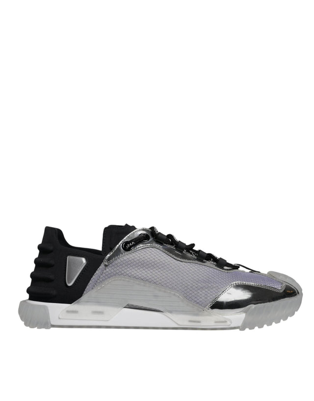 Dolce & Gabbana Silver Black Nylon NS1 Low Top Sneakers Shoes - Hilstor