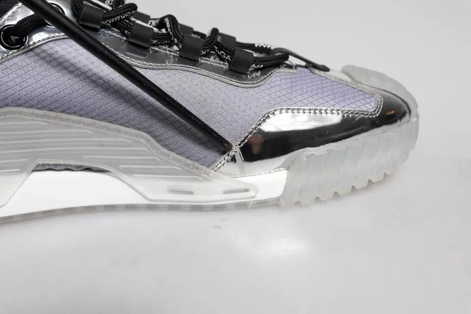 Dolce & Gabbana Silver Black Nylon NS1 Low Top Sneakers Shoes - Hilstor