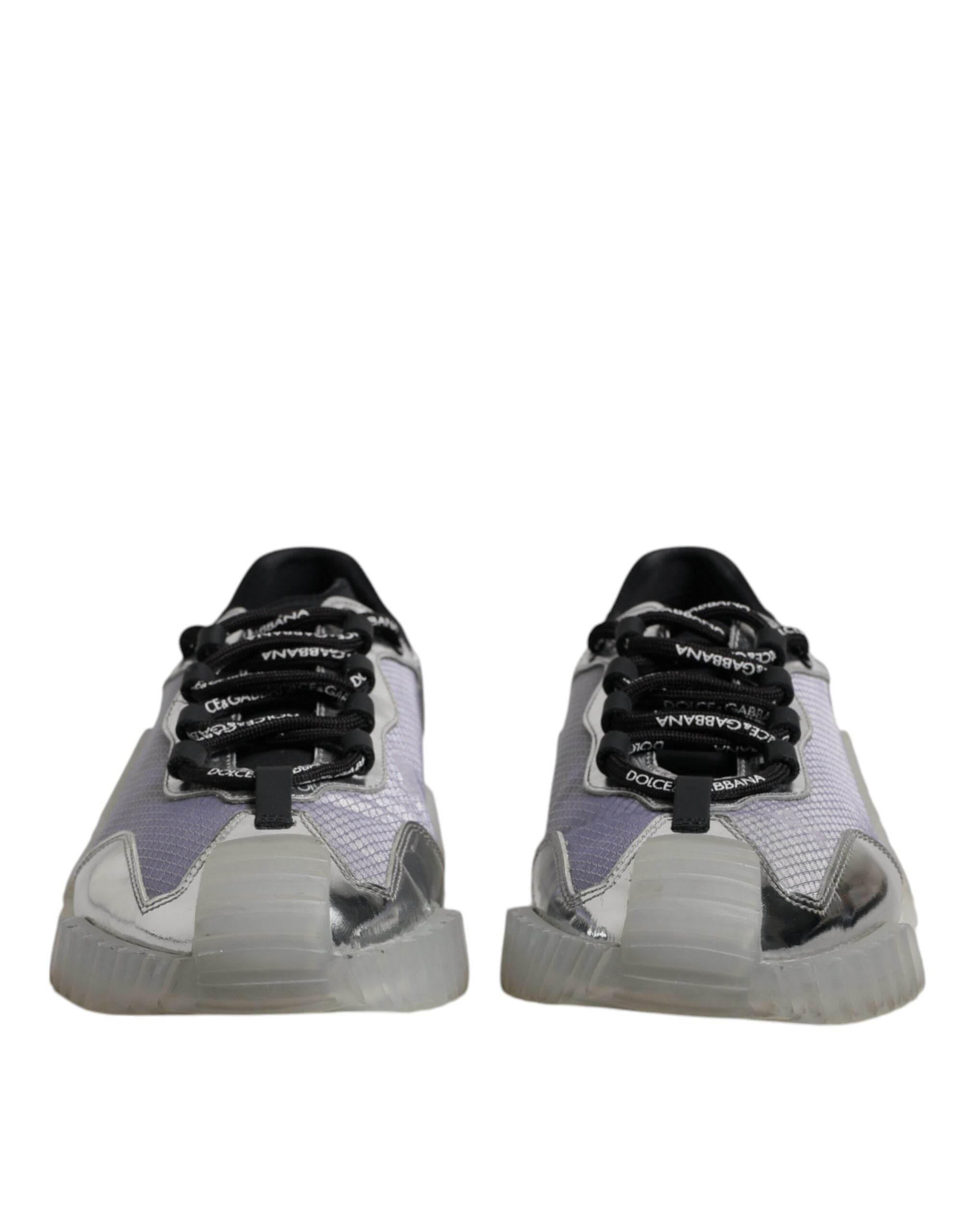 Dolce & Gabbana Silver Black Nylon NS1 Low Top Sneakers Shoes - Hilstor