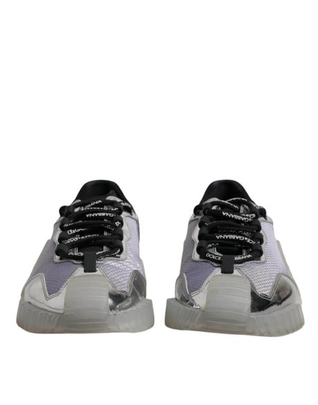 Dolce & Gabbana Silver Black Nylon NS1 Low Top Sneakers Shoes - Hilstor