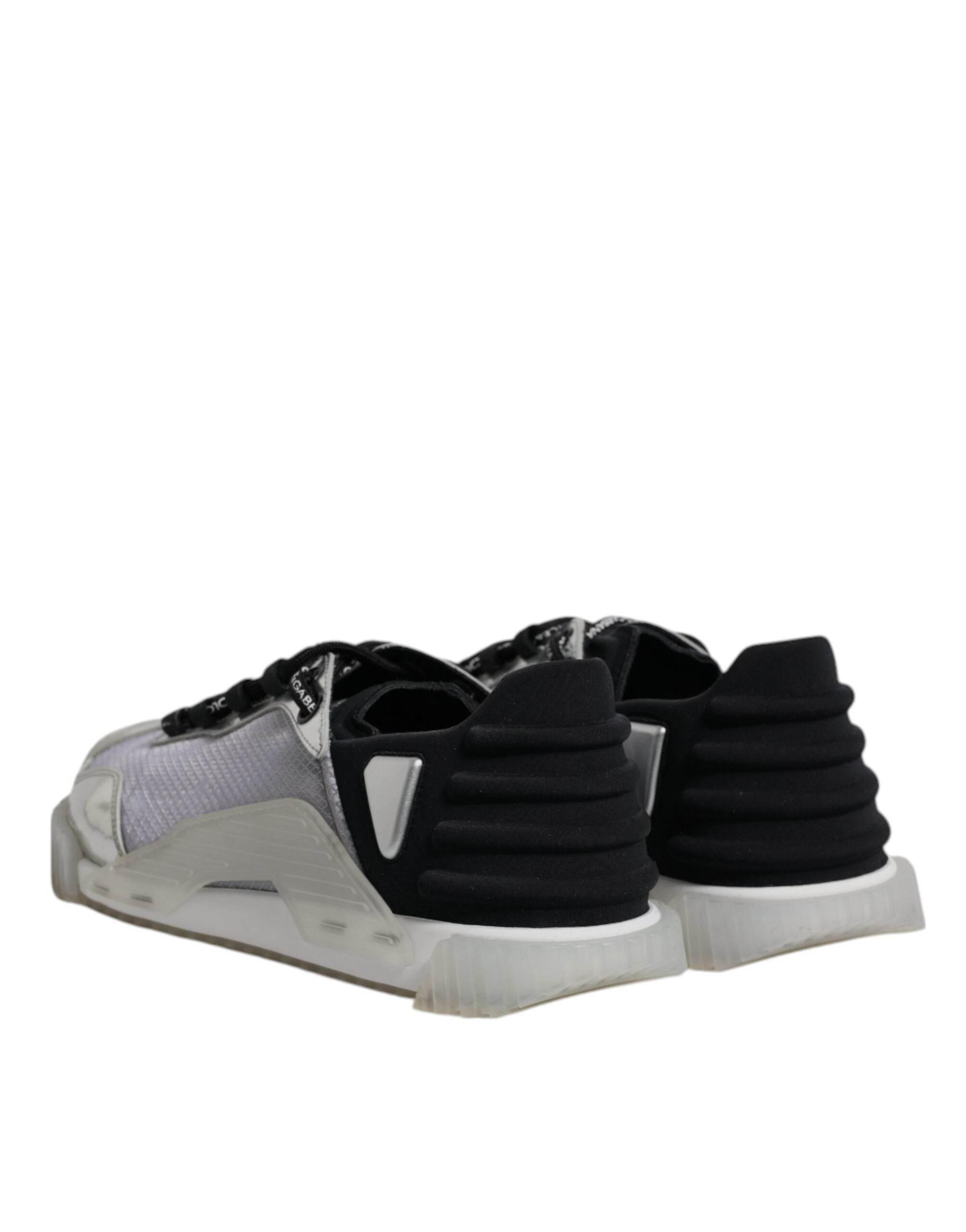 Dolce & Gabbana Silver Black Nylon NS1 Low Top Sneakers Shoes - Hilstor