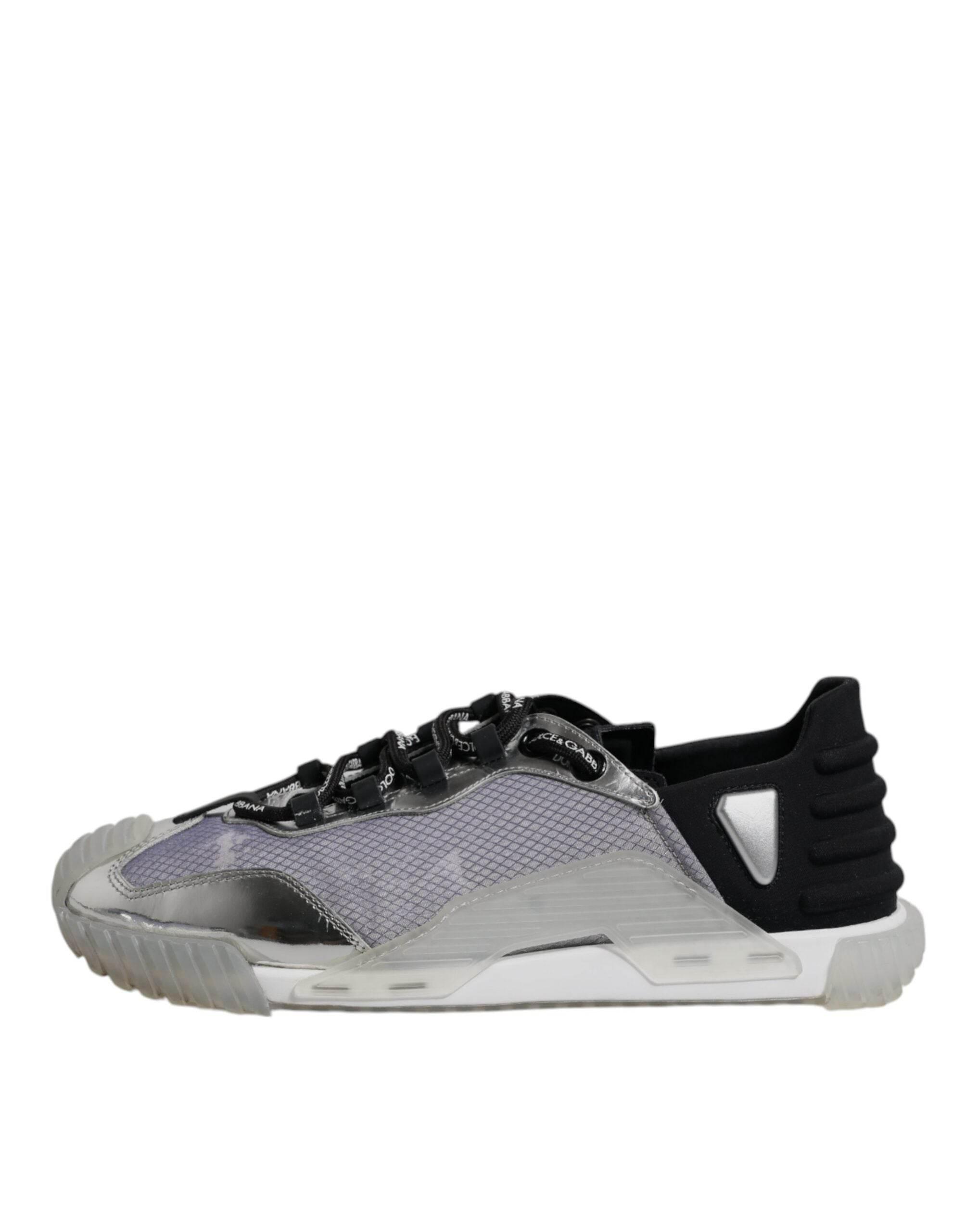 Dolce & Gabbana Silver Black Nylon NS1 Low Top Sneakers Shoes - Hilstor