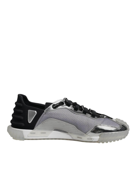 Dolce & Gabbana Silver Black Nylon NS1 Low Top Sneakers Shoes - Hilstor